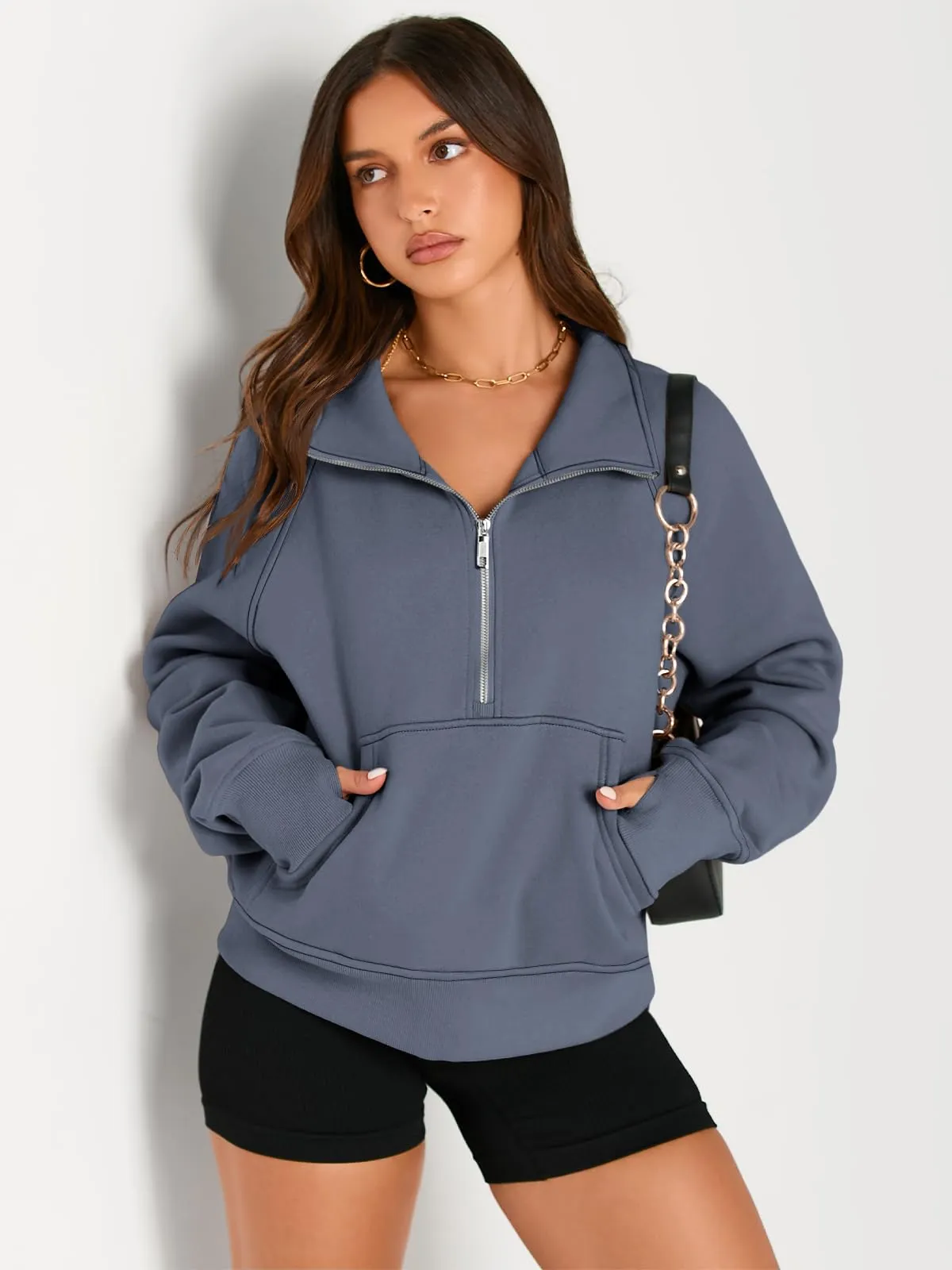 AUTOMET Womens Sweatshirts Half Zip Cropped Pullover Fleece Quarter Zipper Hoodies 2024 Fall Fashion Outfits Clothes