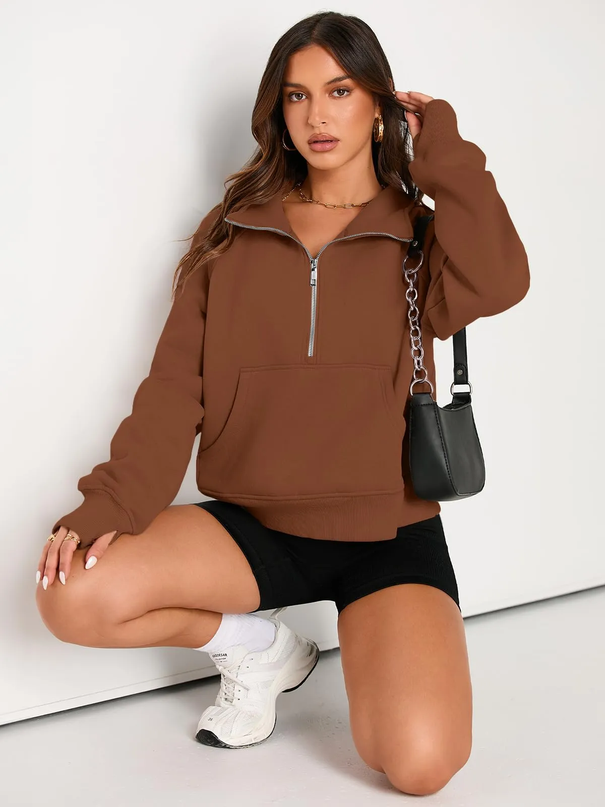 AUTOMET Womens Sweatshirts Half Zip Cropped Pullover Fleece Quarter Zipper Hoodies 2024 Fall Fashion Outfits Clothes