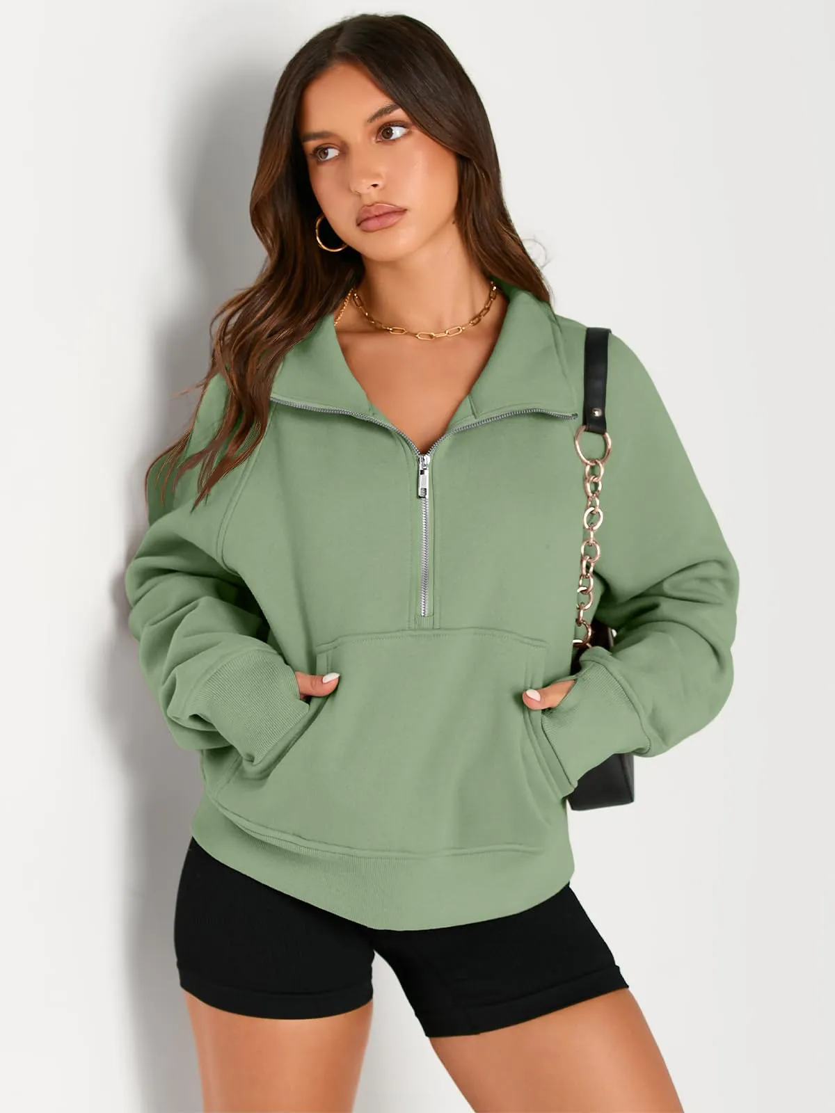 AUTOMET Womens Sweatshirts Half Zip Cropped Pullover Fleece Quarter Zipper Hoodies 2024 Fall Fashion Outfits Clothes