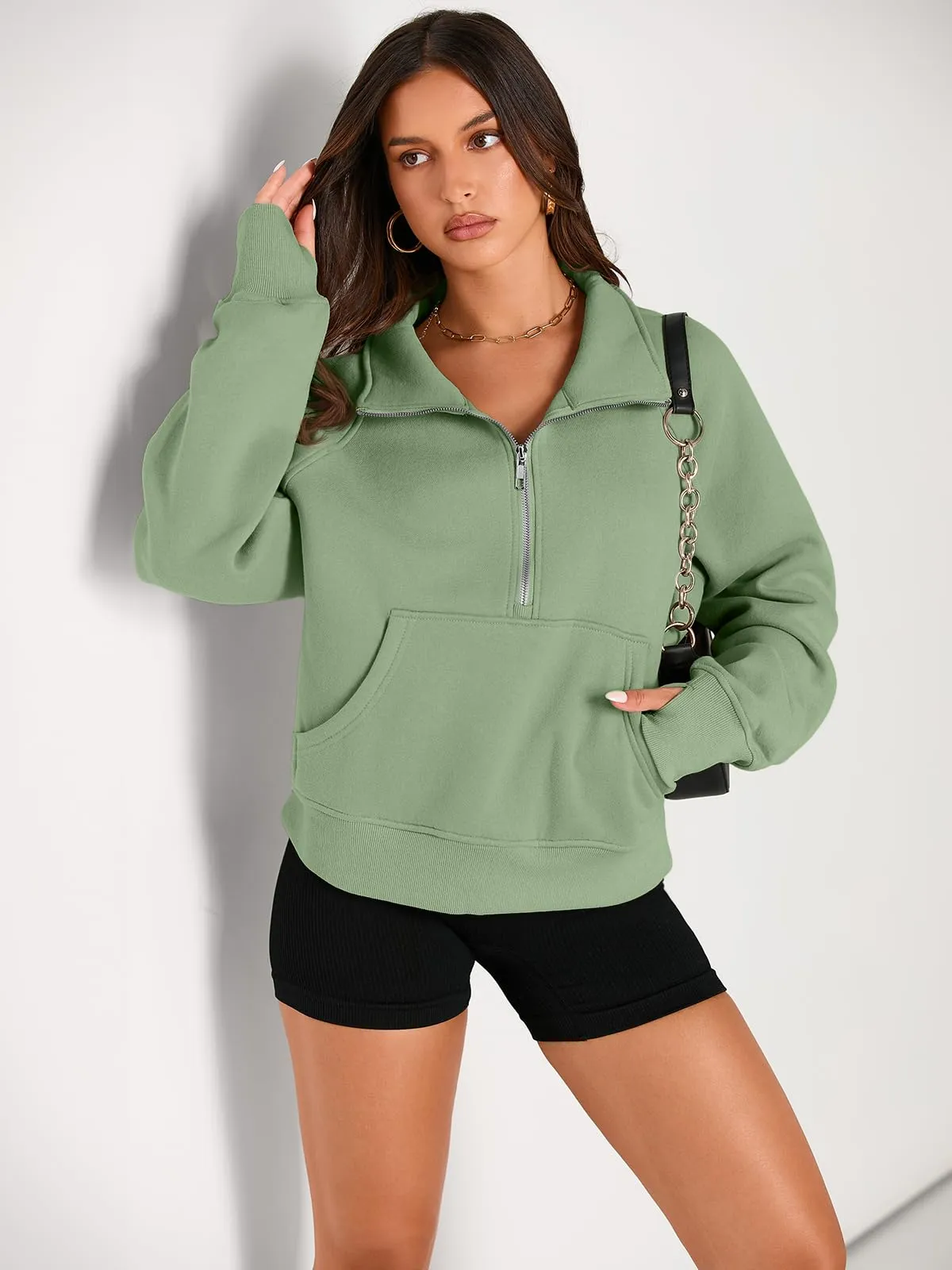 AUTOMET Womens Sweatshirts Half Zip Cropped Pullover Fleece Quarter Zipper Hoodies 2024 Fall Fashion Outfits Clothes