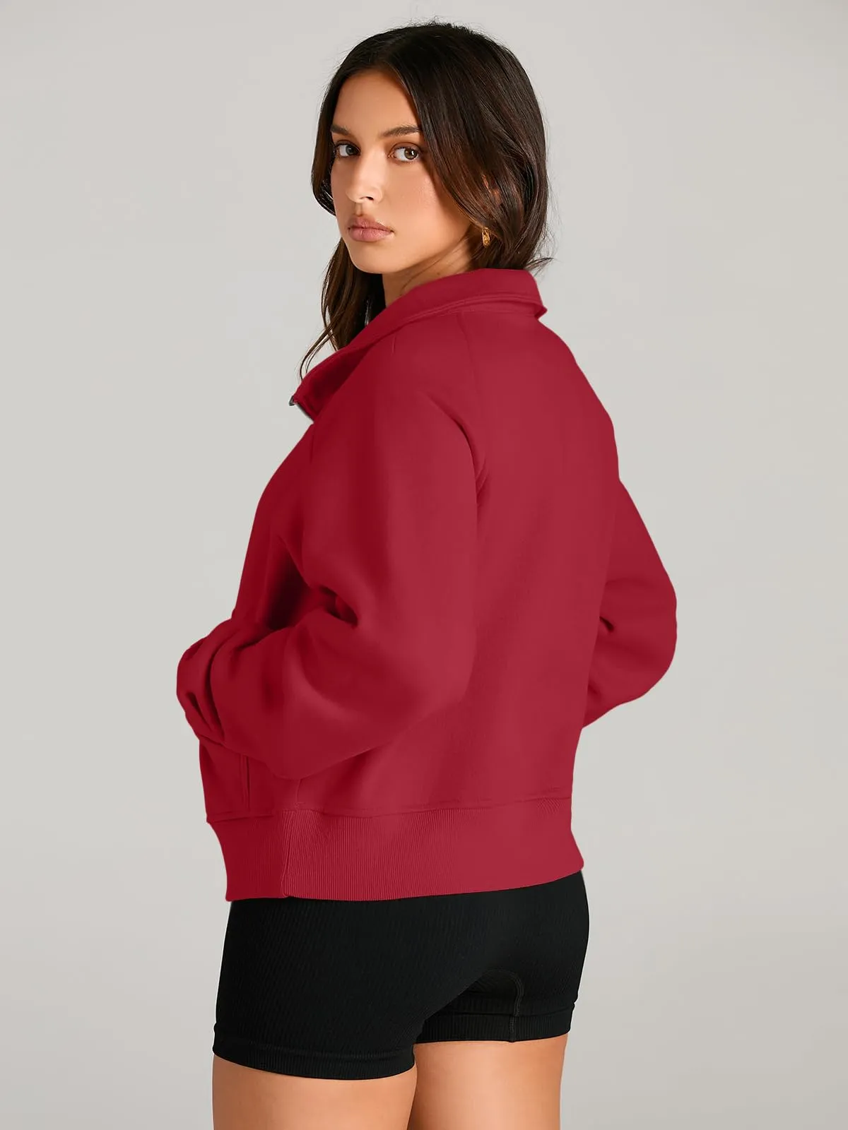 AUTOMET Womens Sweatshirts Half Zip Cropped Pullover Fleece Quarter Zipper Hoodies 2024 Fall Fashion Outfits Clothes