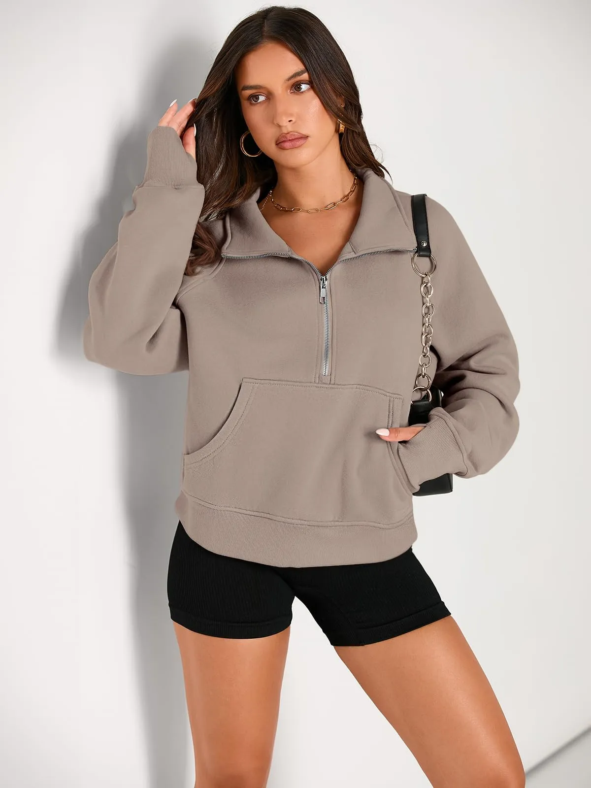 AUTOMET Womens Sweatshirts Half Zip Cropped Pullover Fleece Quarter Zipper Hoodies 2024 Fall Fashion Outfits Clothes