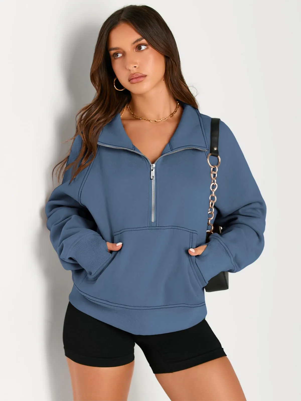 AUTOMET Womens Sweatshirts Half Zip Cropped Pullover Fleece Quarter Zipper Hoodies 2024 Fall Fashion Outfits Clothes