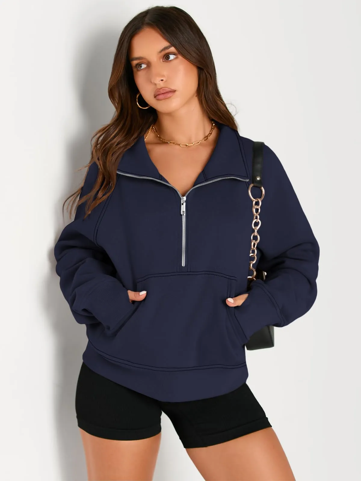 AUTOMET Womens Sweatshirts Half Zip Cropped Pullover Fleece Quarter Zipper Hoodies 2024 Fall Fashion Outfits Clothes