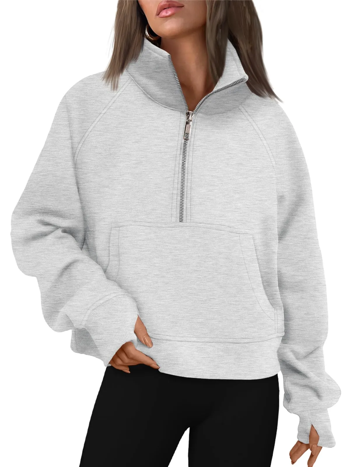 AUTOMET Womens Sweatshirts Half Zip Cropped Pullover Fleece Quarter Zipper Hoodies 2024 Fall Fashion Outfits Clothes