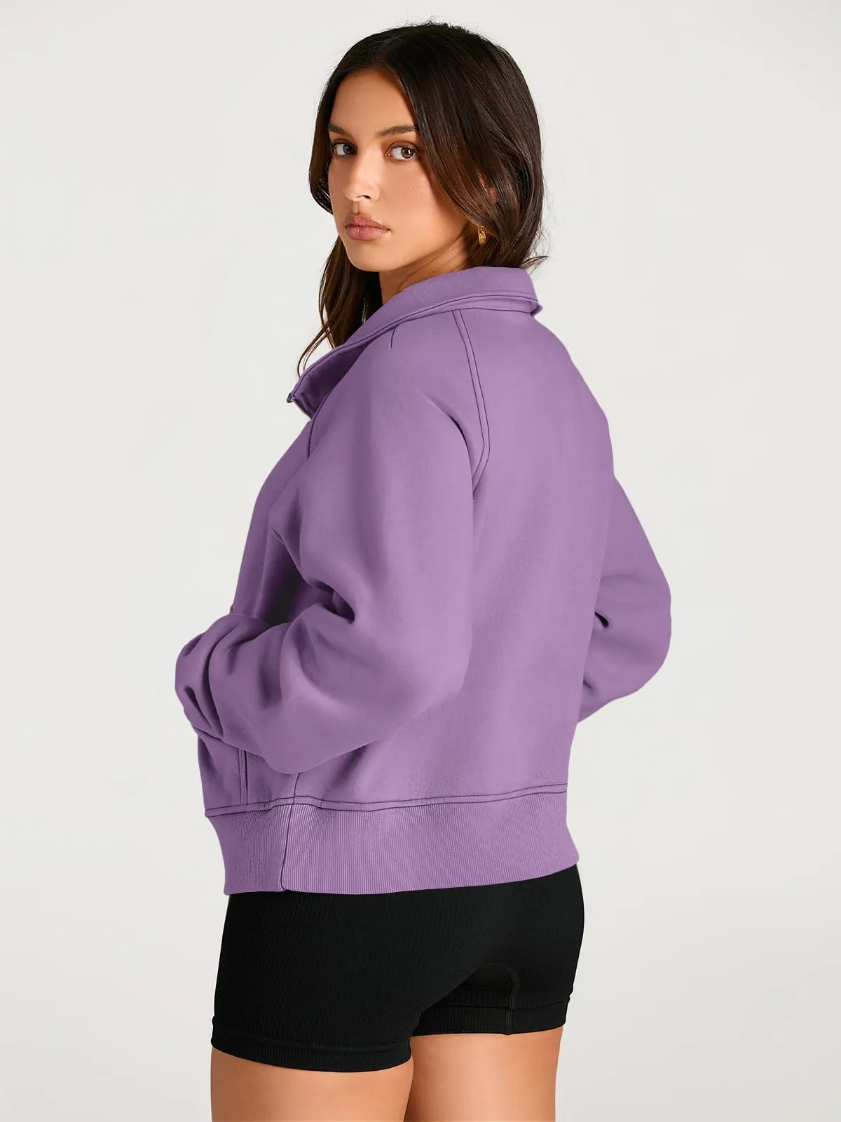 AUTOMET Womens Sweatshirts Half Zip Cropped Pullover Fleece Quarter Zipper Hoodies 2024 Fall Fashion Outfits Clothes