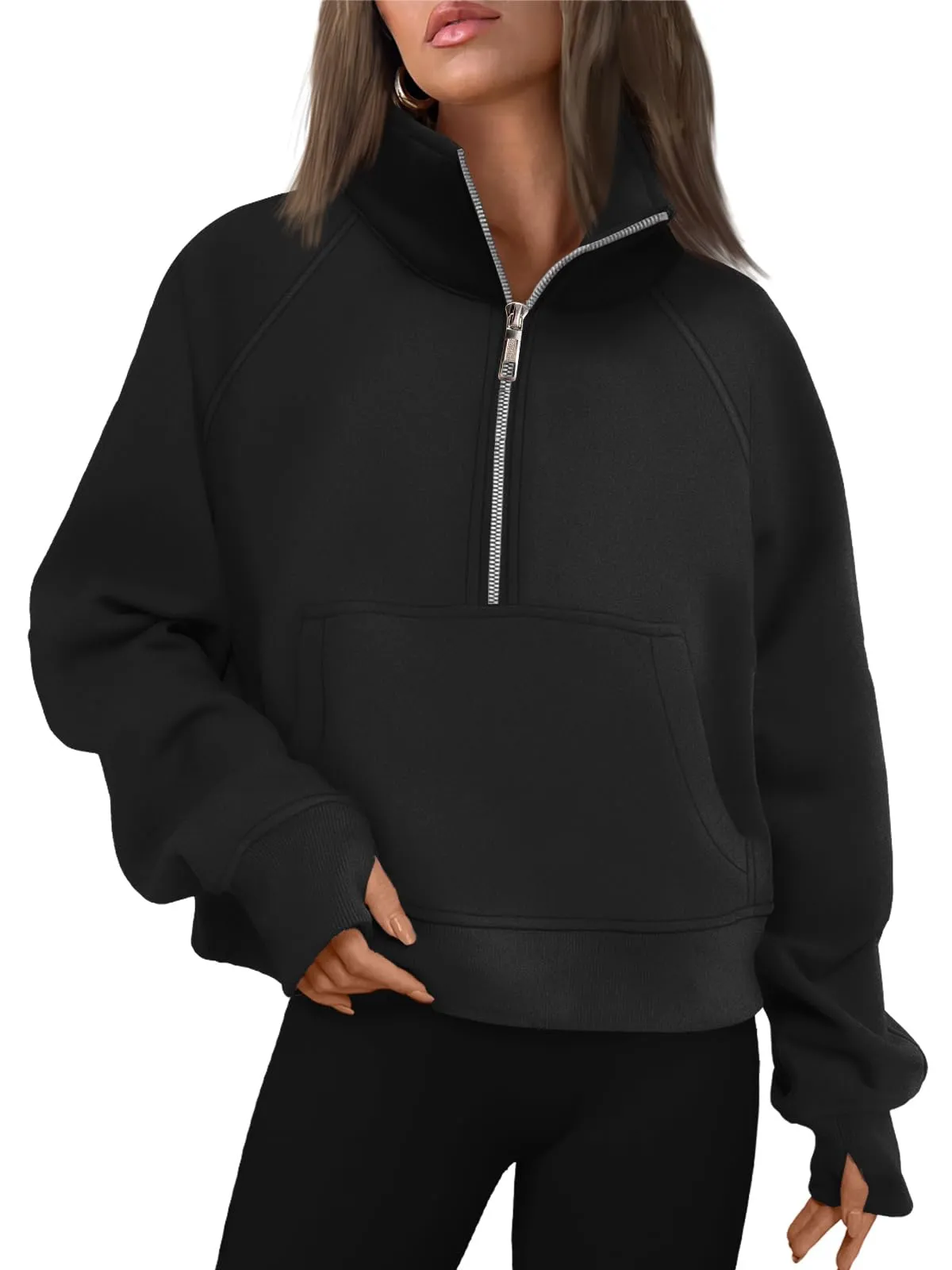 AUTOMET Womens Sweatshirts Half Zip Cropped Pullover Fleece Quarter Zipper Hoodies 2024 Fall Fashion Outfits Clothes