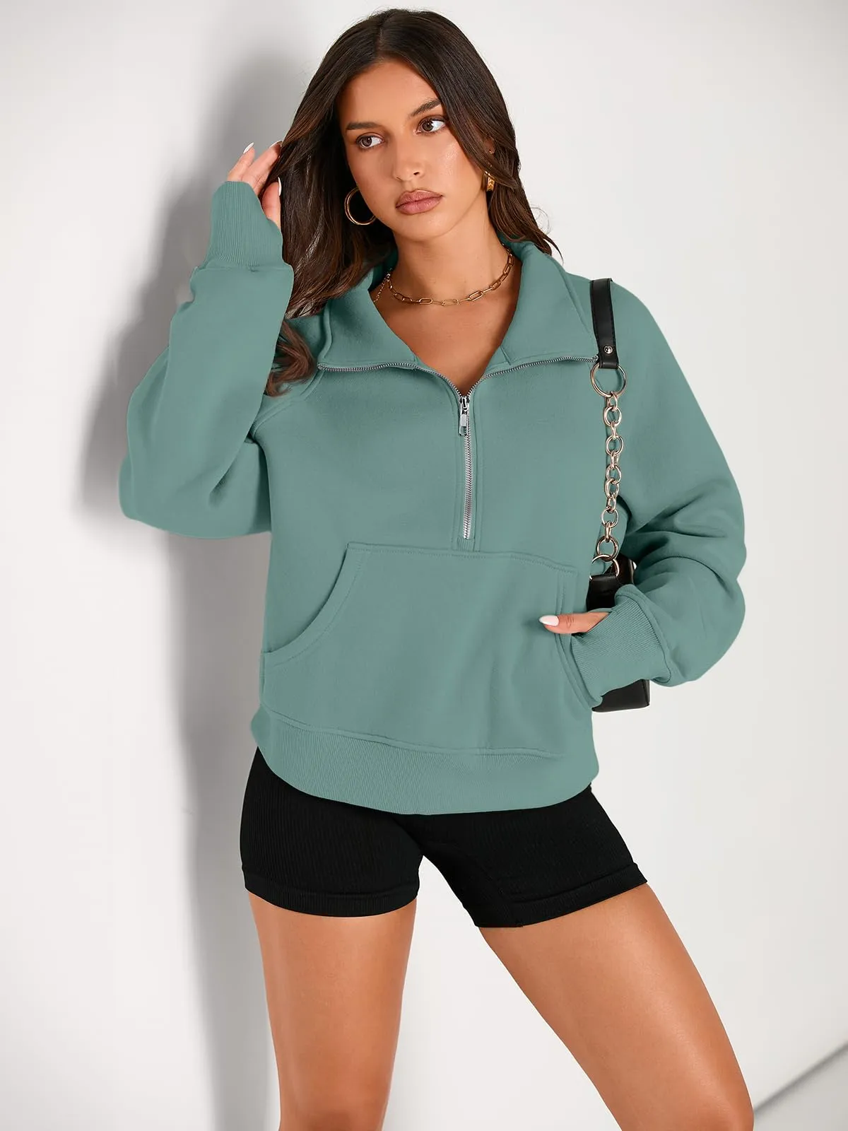 AUTOMET Womens Sweatshirts Half Zip Cropped Pullover Fleece Quarter Zipper Hoodies 2024 Fall Fashion Outfits Clothes