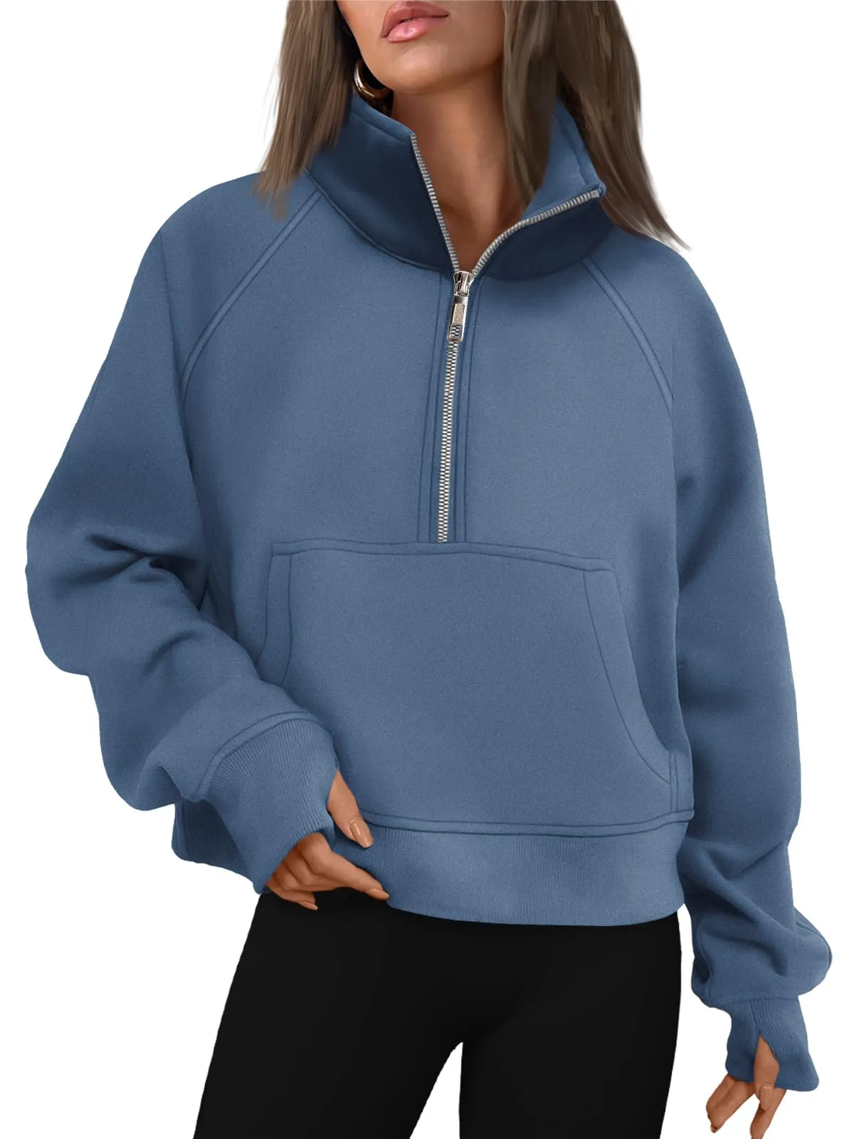 AUTOMET Womens Sweatshirts Half Zip Cropped Pullover Fleece Quarter Zipper Hoodies 2024 Fall Fashion Outfits Clothes