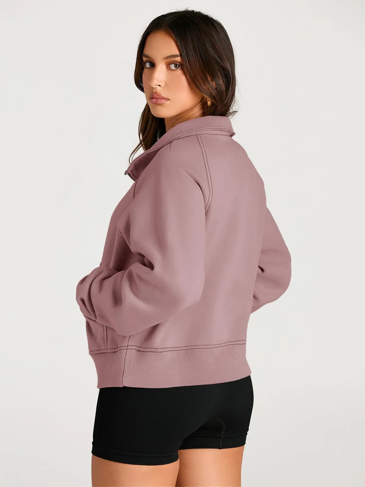 AUTOMET Womens Sweatshirts Half Zip Cropped Pullover Fleece Quarter Zipper Hoodies 2024 Fall Fashion Outfits Clothes
