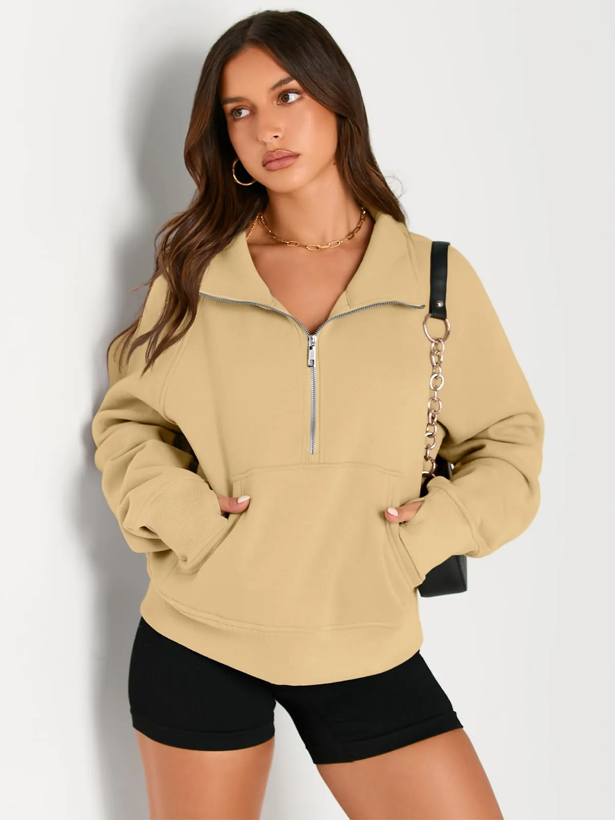 AUTOMET Womens Sweatshirts Half Zip Cropped Pullover Fleece Quarter Zipper Hoodies 2024 Fall Fashion Outfits Clothes