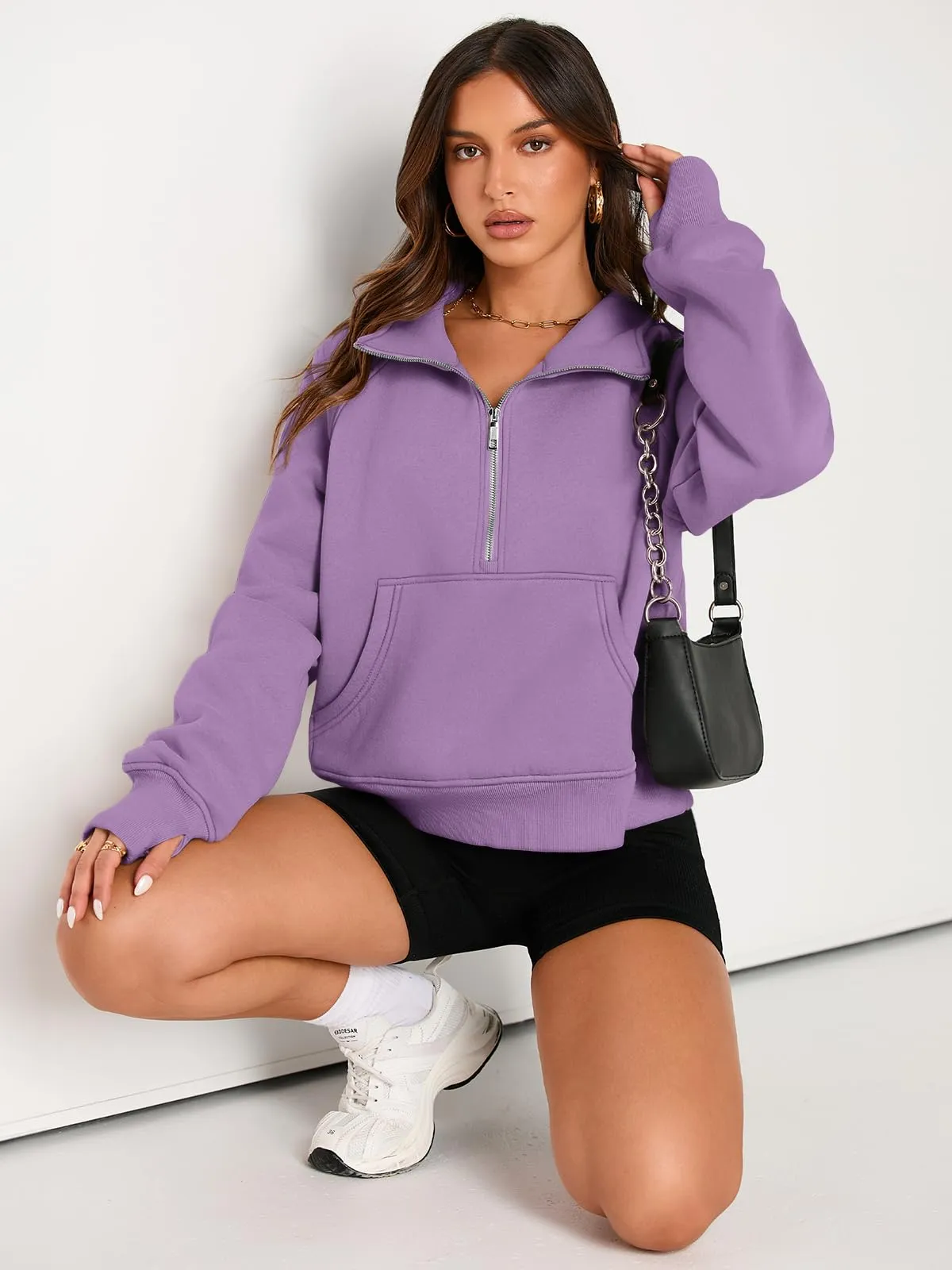 AUTOMET Womens Sweatshirts Half Zip Cropped Pullover Fleece Quarter Zipper Hoodies 2024 Fall Fashion Outfits Clothes