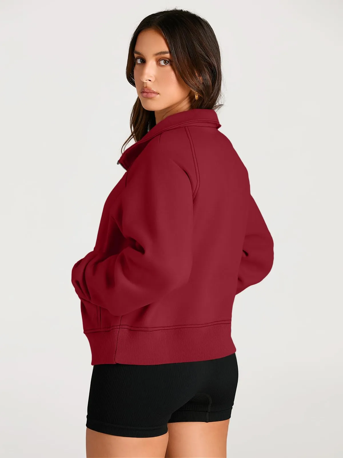 AUTOMET Womens Sweatshirts Half Zip Cropped Pullover Fleece Quarter Zipper Hoodies 2024 Fall Fashion Outfits Clothes