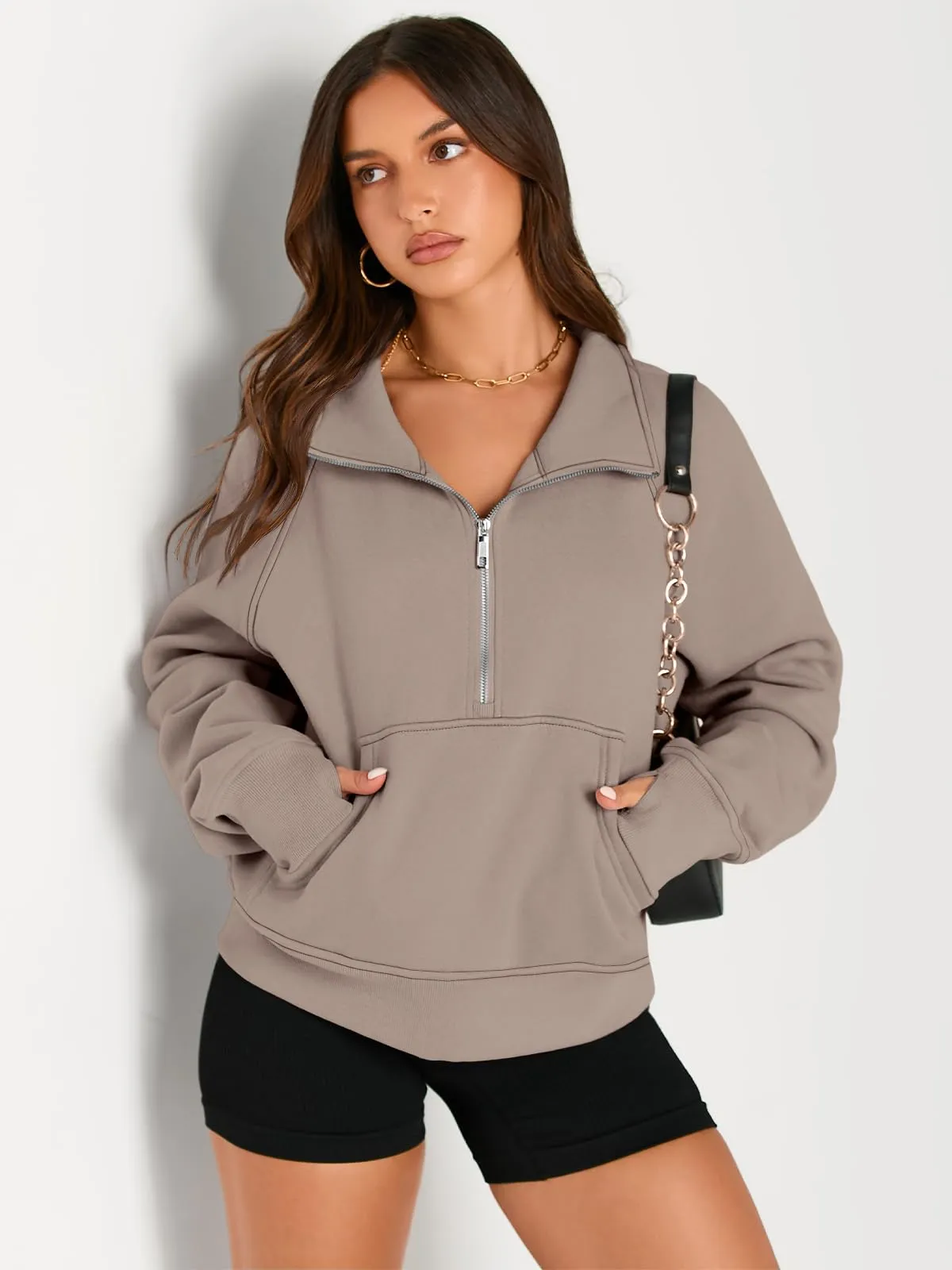 AUTOMET Womens Sweatshirts Half Zip Cropped Pullover Fleece Quarter Zipper Hoodies 2024 Fall Fashion Outfits Clothes