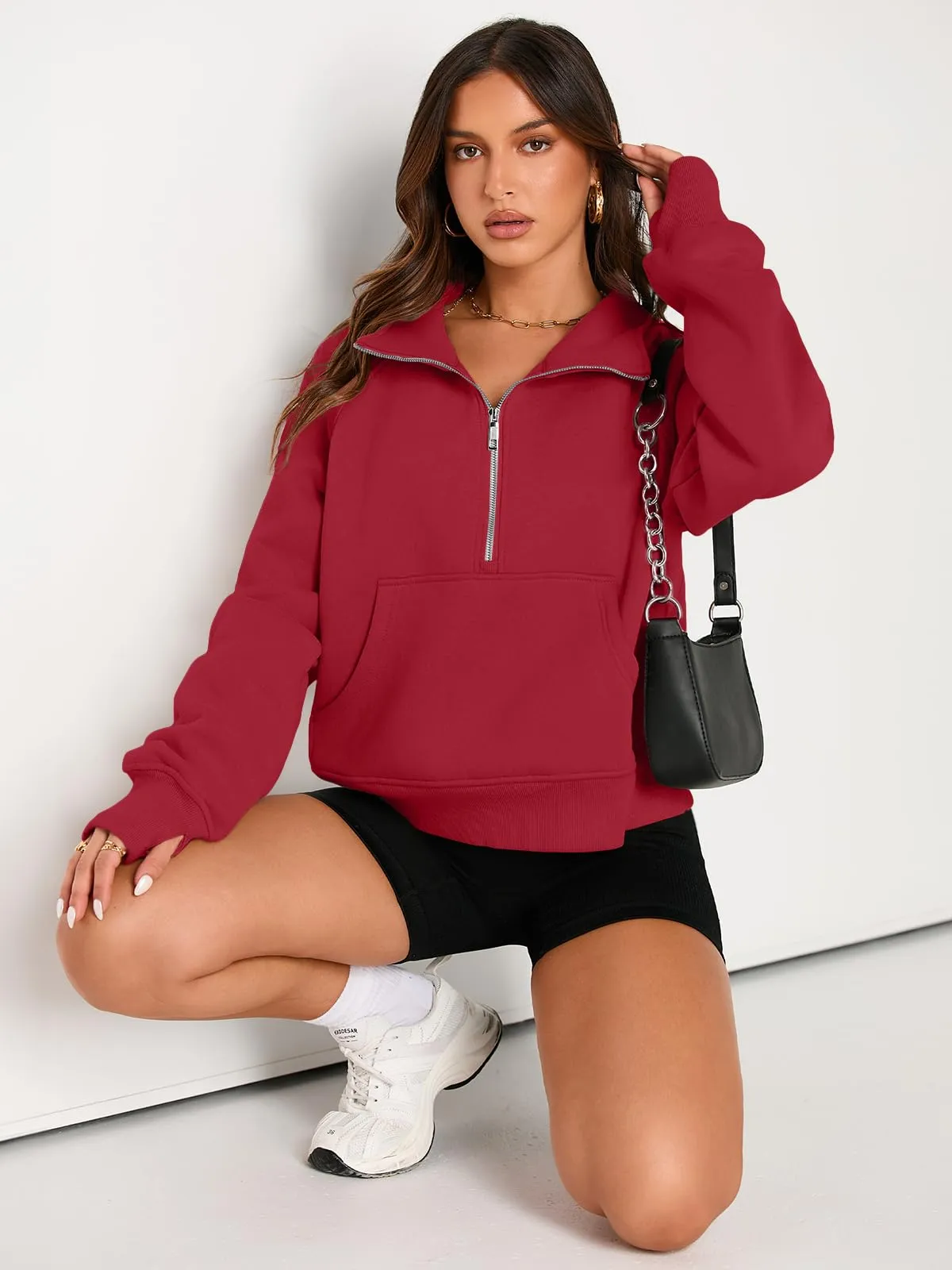 AUTOMET Womens Sweatshirts Half Zip Cropped Pullover Fleece Quarter Zipper Hoodies 2024 Fall Fashion Outfits Clothes