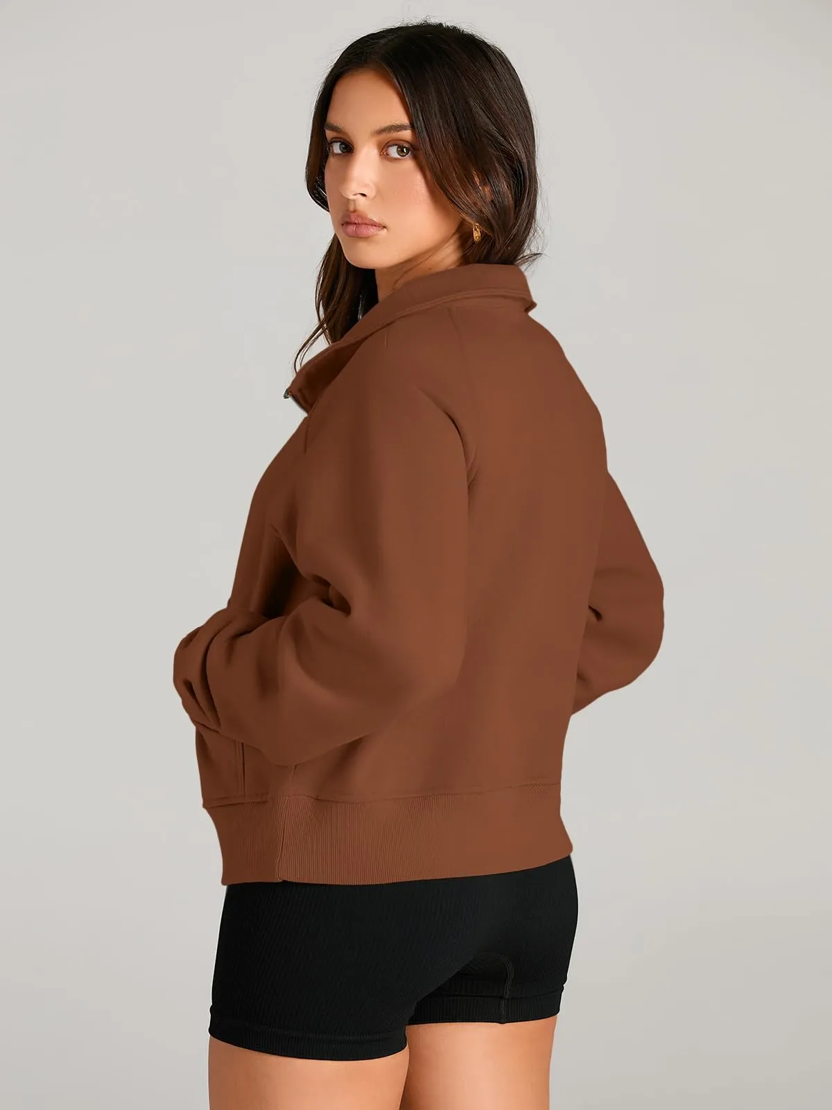 AUTOMET Womens Sweatshirts Half Zip Cropped Pullover Fleece Quarter Zipper Hoodies 2024 Fall Fashion Outfits Clothes
