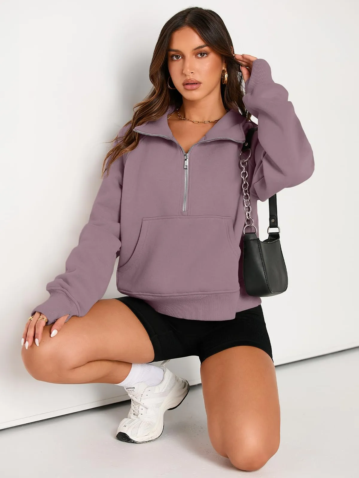 AUTOMET Womens Sweatshirts Half Zip Cropped Pullover Fleece Quarter Zipper Hoodies 2024 Fall Fashion Outfits Clothes