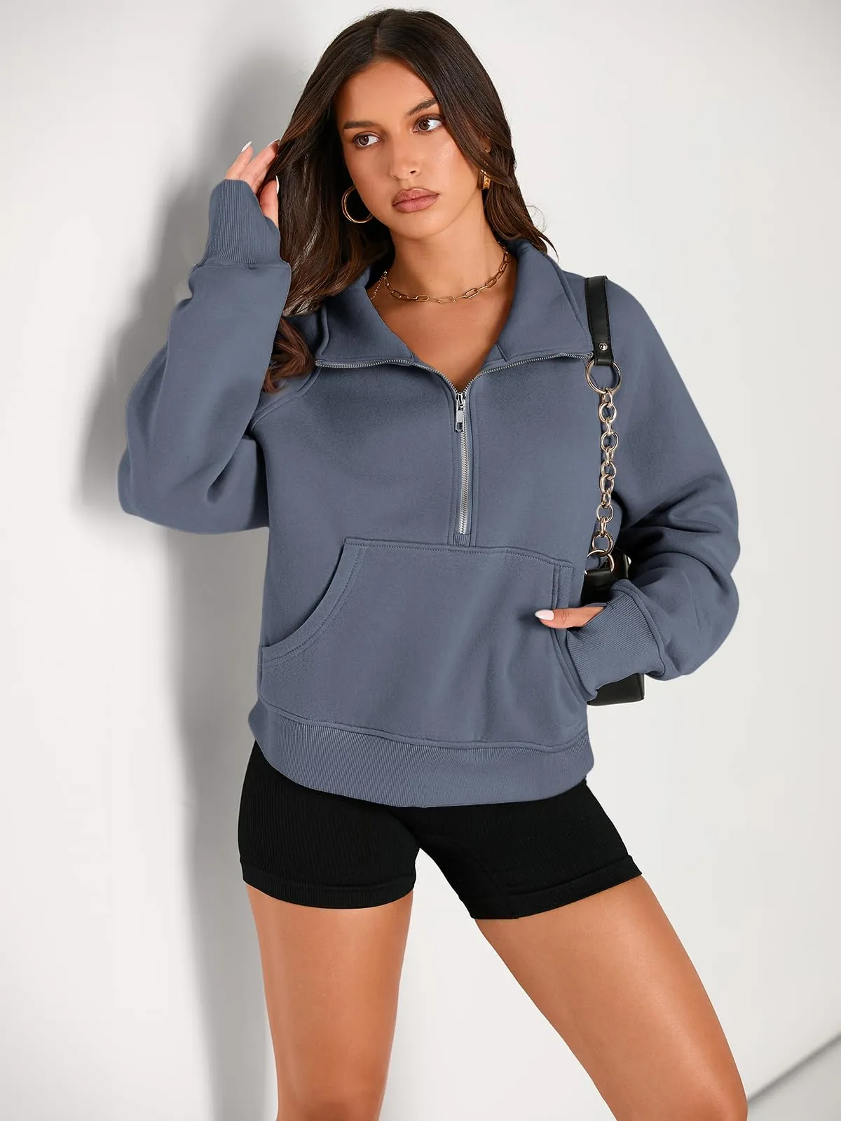 AUTOMET Womens Sweatshirts Half Zip Cropped Pullover Fleece Quarter Zipper Hoodies 2024 Fall Fashion Outfits Clothes