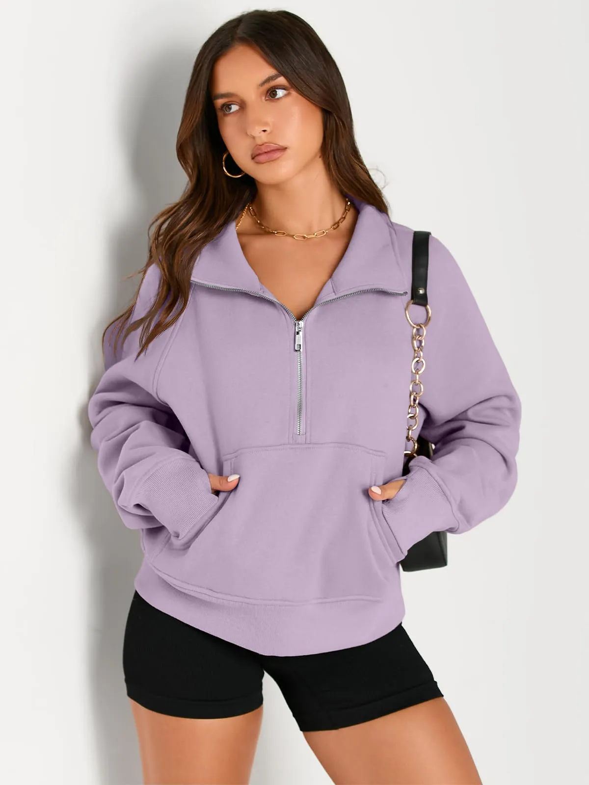 AUTOMET Womens Sweatshirts Half Zip Cropped Pullover Fleece Quarter Zipper Hoodies 2024 Fall Fashion Outfits Clothes