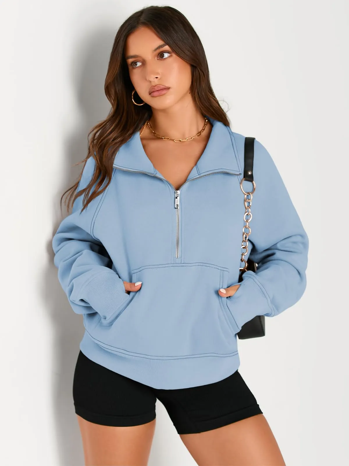AUTOMET Womens Sweatshirts Half Zip Cropped Pullover Fleece Quarter Zipper Hoodies 2024 Fall Fashion Outfits Clothes