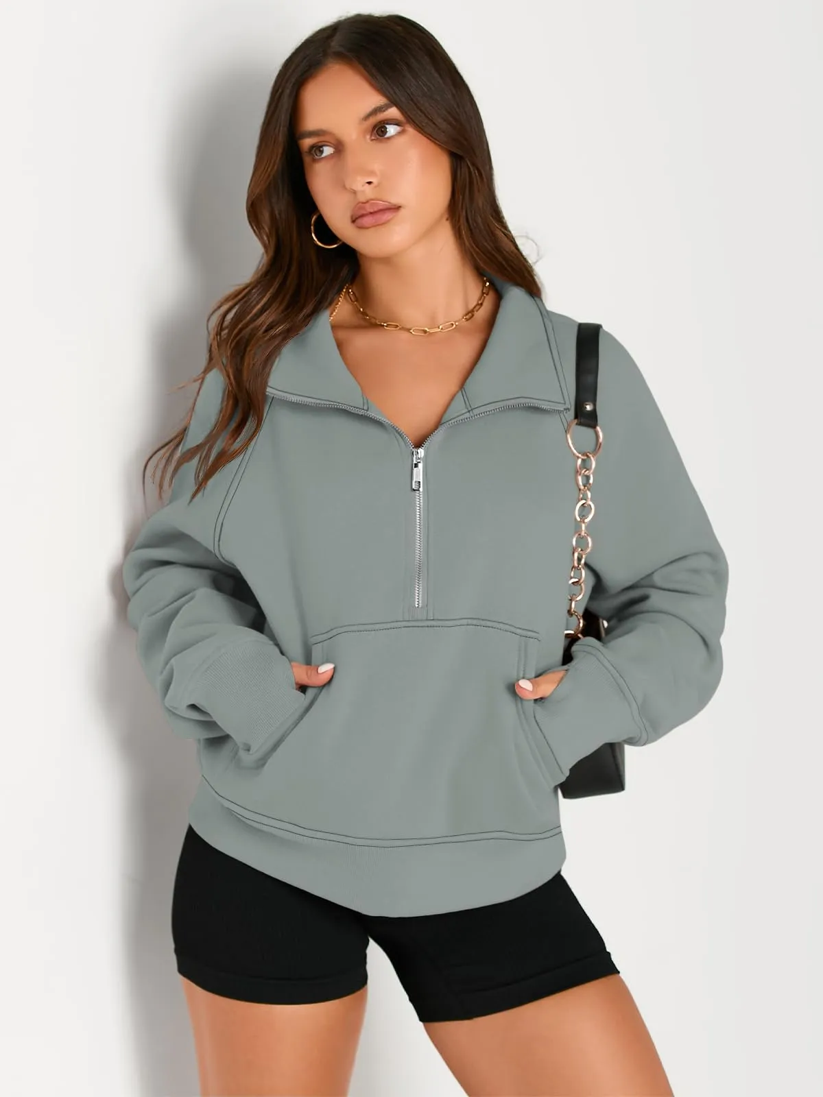 AUTOMET Womens Sweatshirts Half Zip Cropped Pullover Fleece Quarter Zipper Hoodies 2024 Fall Fashion Outfits Clothes