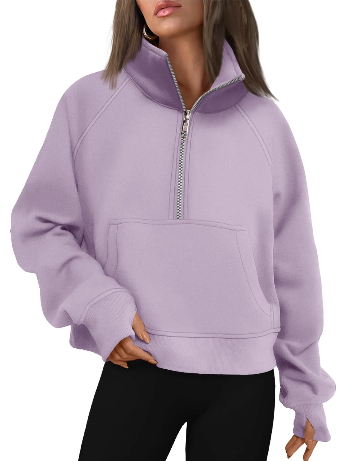 AUTOMET Womens Sweatshirts Half Zip Cropped Pullover Fleece Quarter Zipper Hoodies 2024 Fall Fashion Outfits Clothes