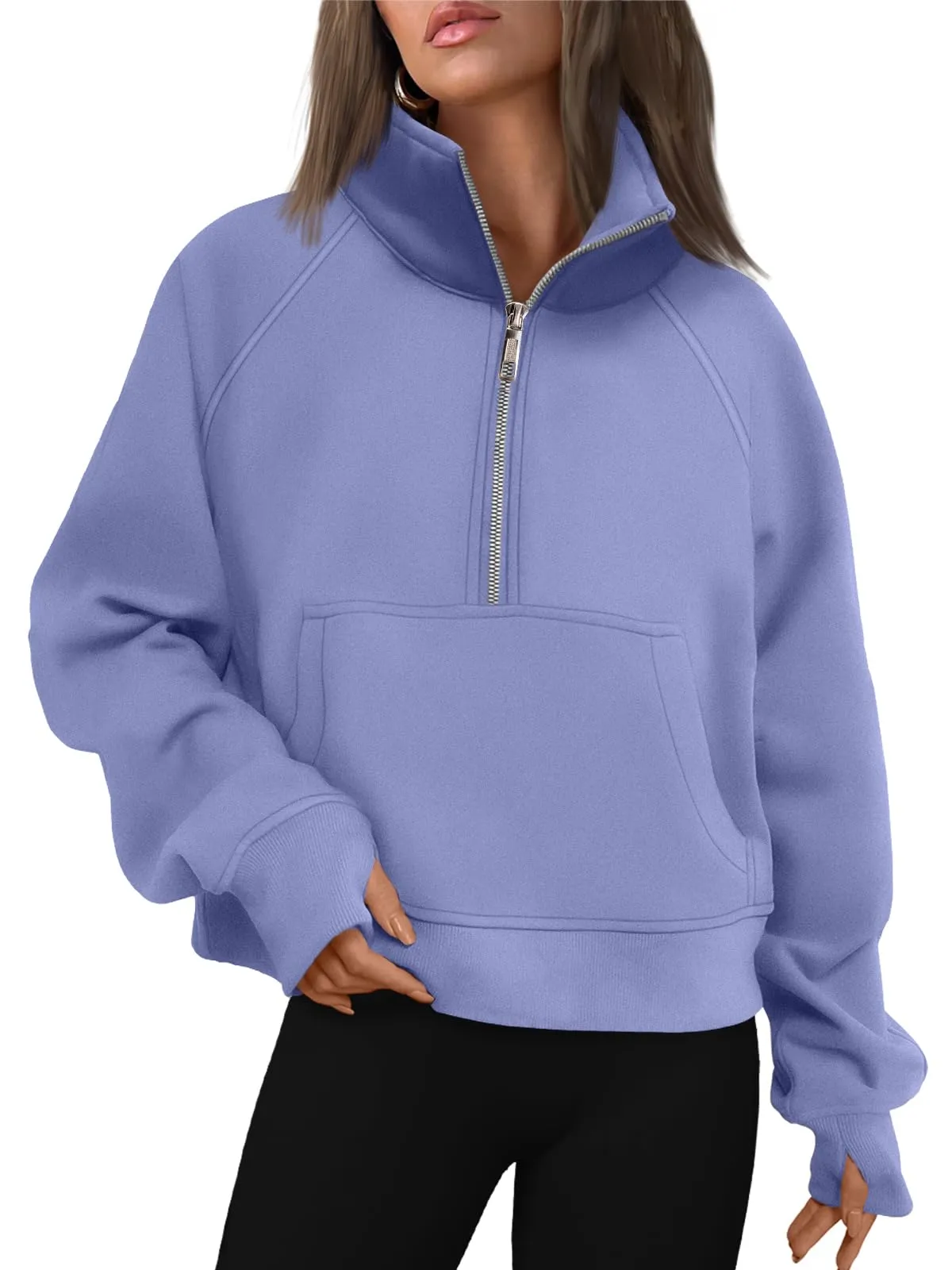AUTOMET Womens Sweatshirts Half Zip Cropped Pullover Fleece Quarter Zipper Hoodies 2024 Fall Fashion Outfits Clothes