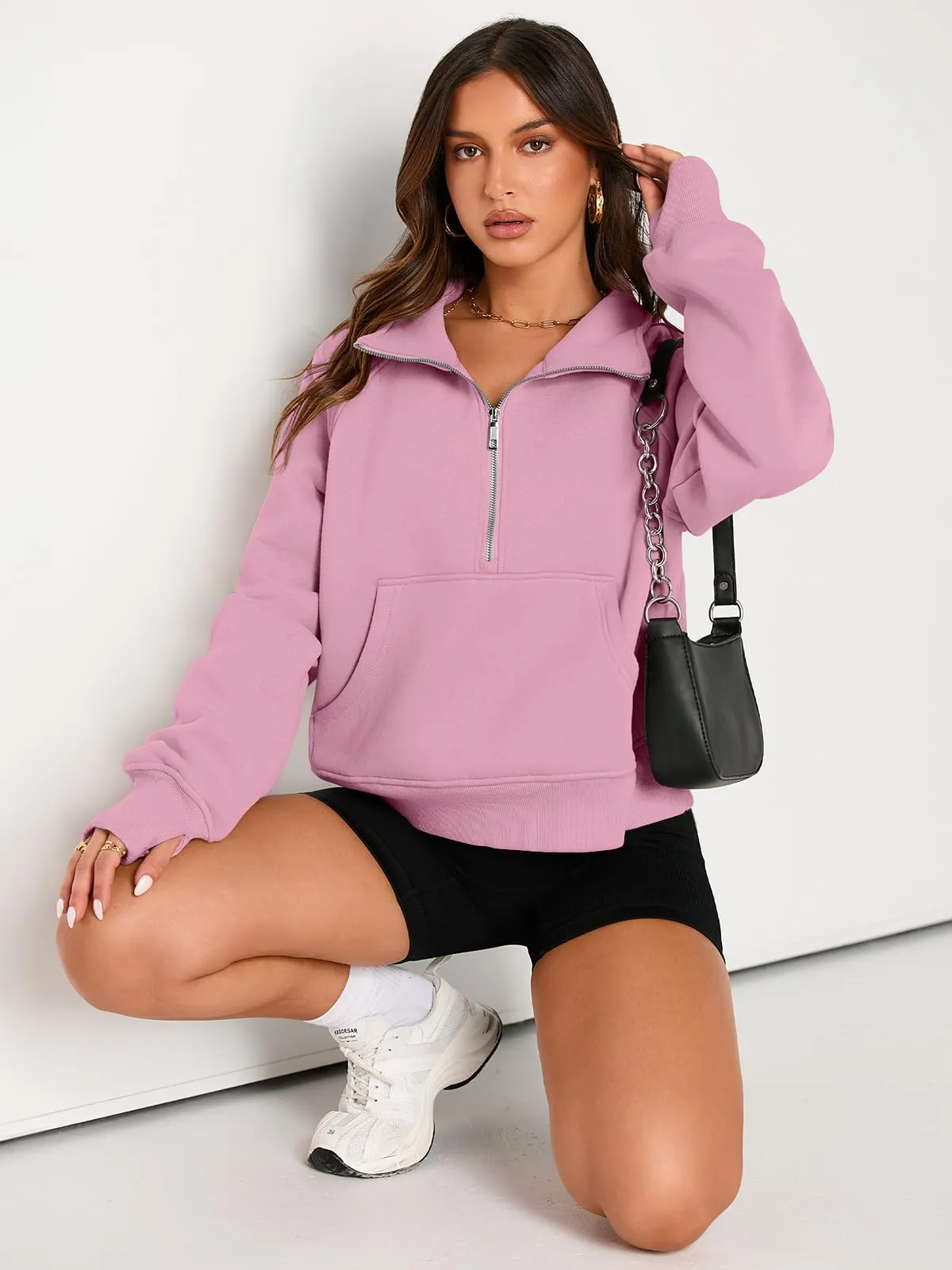 AUTOMET Womens Sweatshirts Half Zip Cropped Pullover Fleece Quarter Zipper Hoodies 2024 Fall Fashion Outfits Clothes