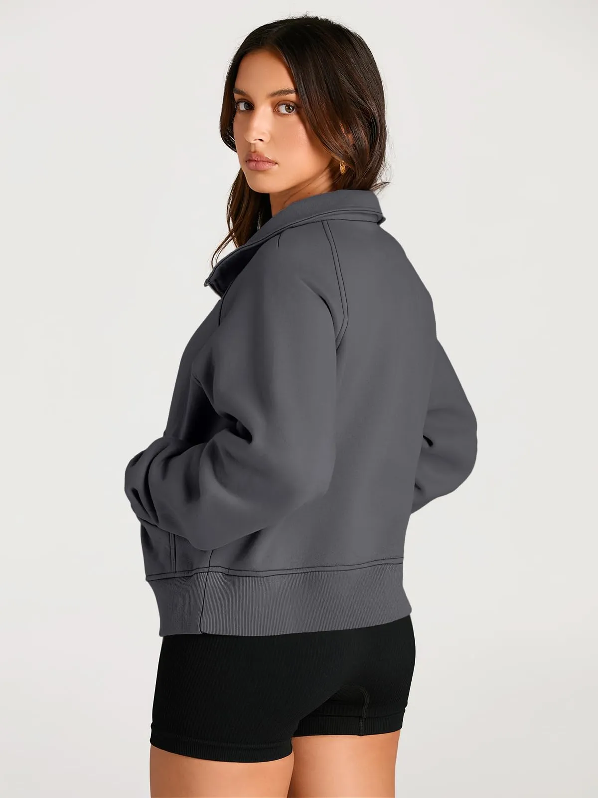 AUTOMET Womens Sweatshirts Half Zip Cropped Pullover Fleece Quarter Zipper Hoodies 2024 Fall Fashion Outfits Clothes