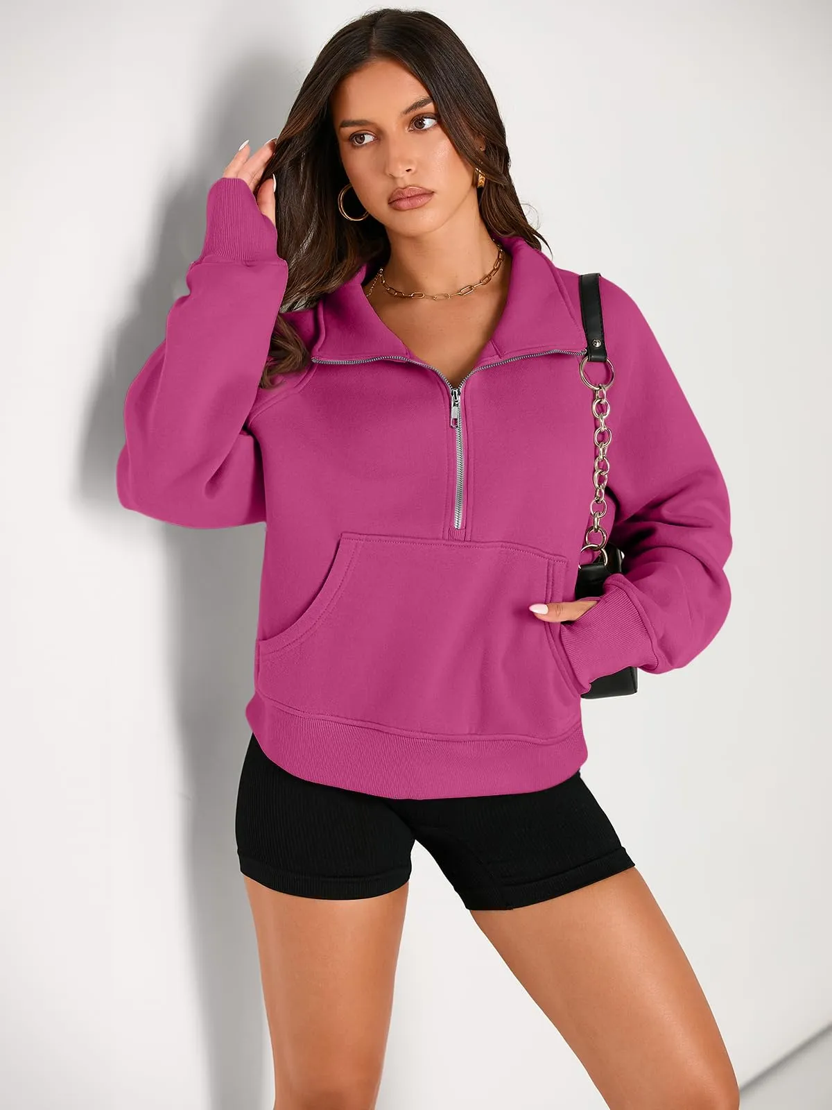 AUTOMET Womens Sweatshirts Half Zip Cropped Pullover Fleece Quarter Zipper Hoodies 2024 Fall Fashion Outfits Clothes