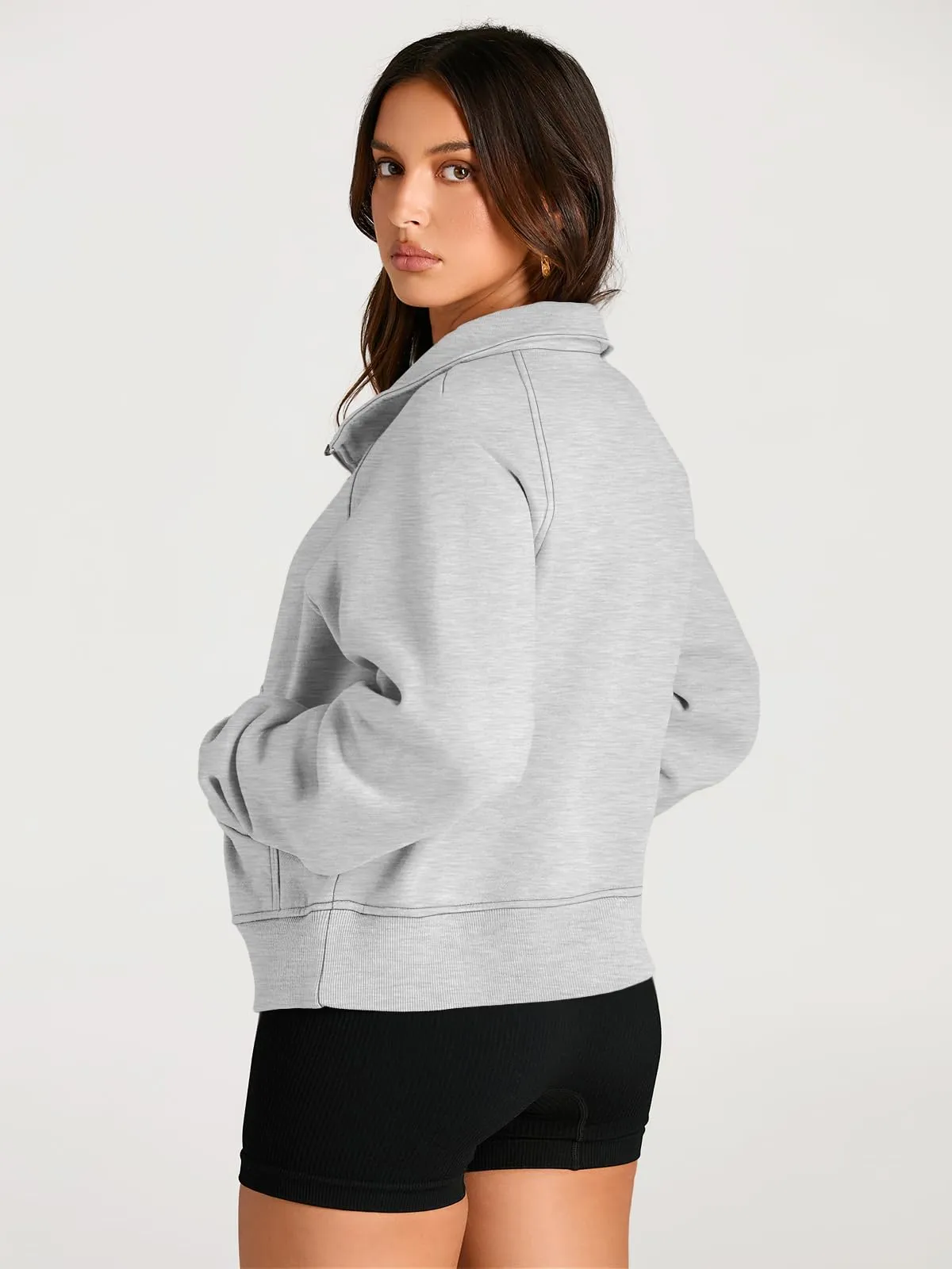 AUTOMET Womens Sweatshirts Half Zip Cropped Pullover Fleece Quarter Zipper Hoodies 2024 Fall Fashion Outfits Clothes