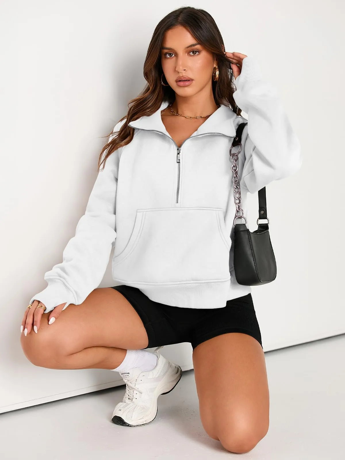 AUTOMET Womens Sweatshirts Half Zip Cropped Pullover Fleece Quarter Zipper Hoodies 2024 Fall Fashion Outfits Clothes