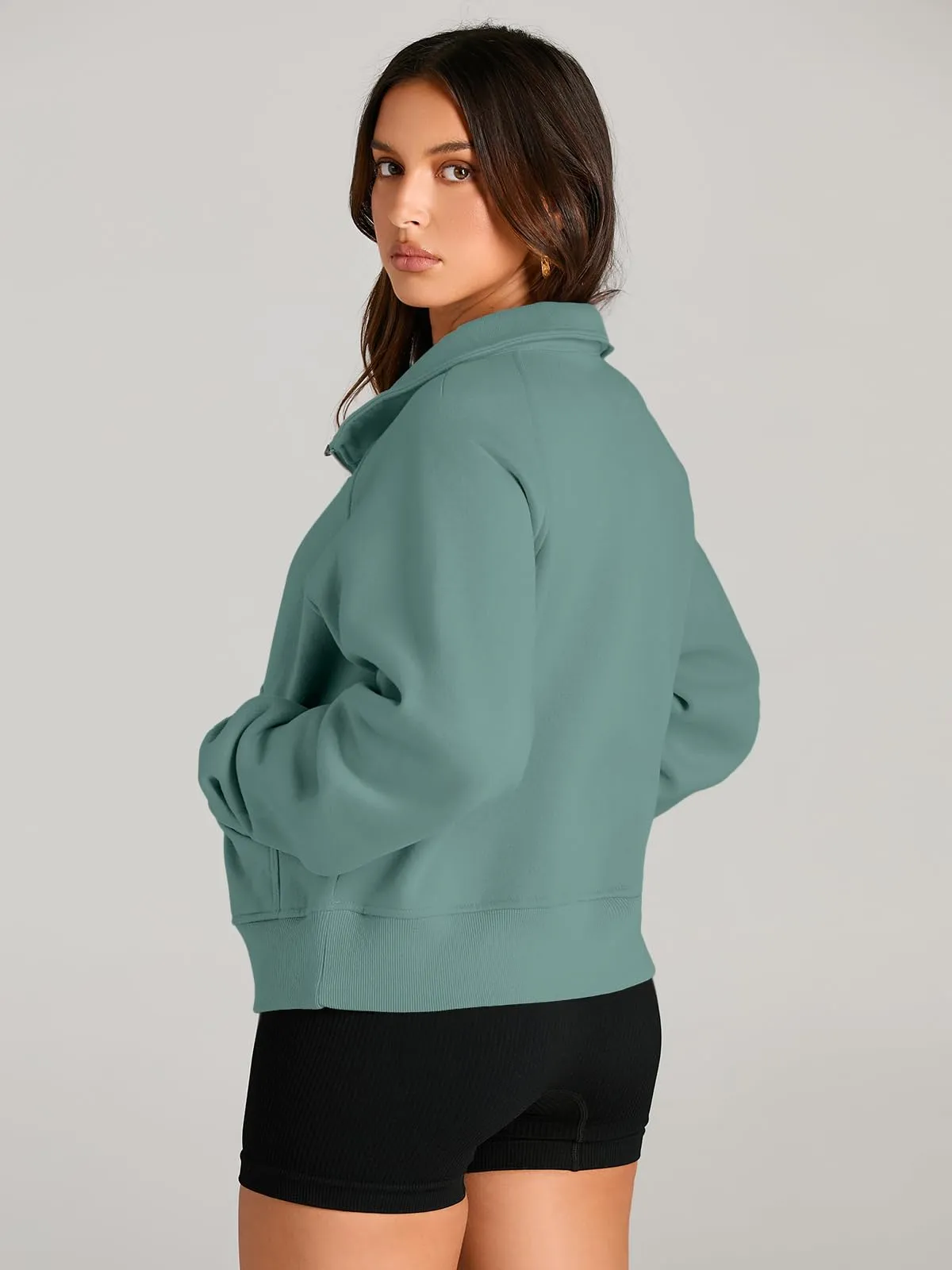 AUTOMET Womens Sweatshirts Half Zip Cropped Pullover Fleece Quarter Zipper Hoodies 2024 Fall Fashion Outfits Clothes