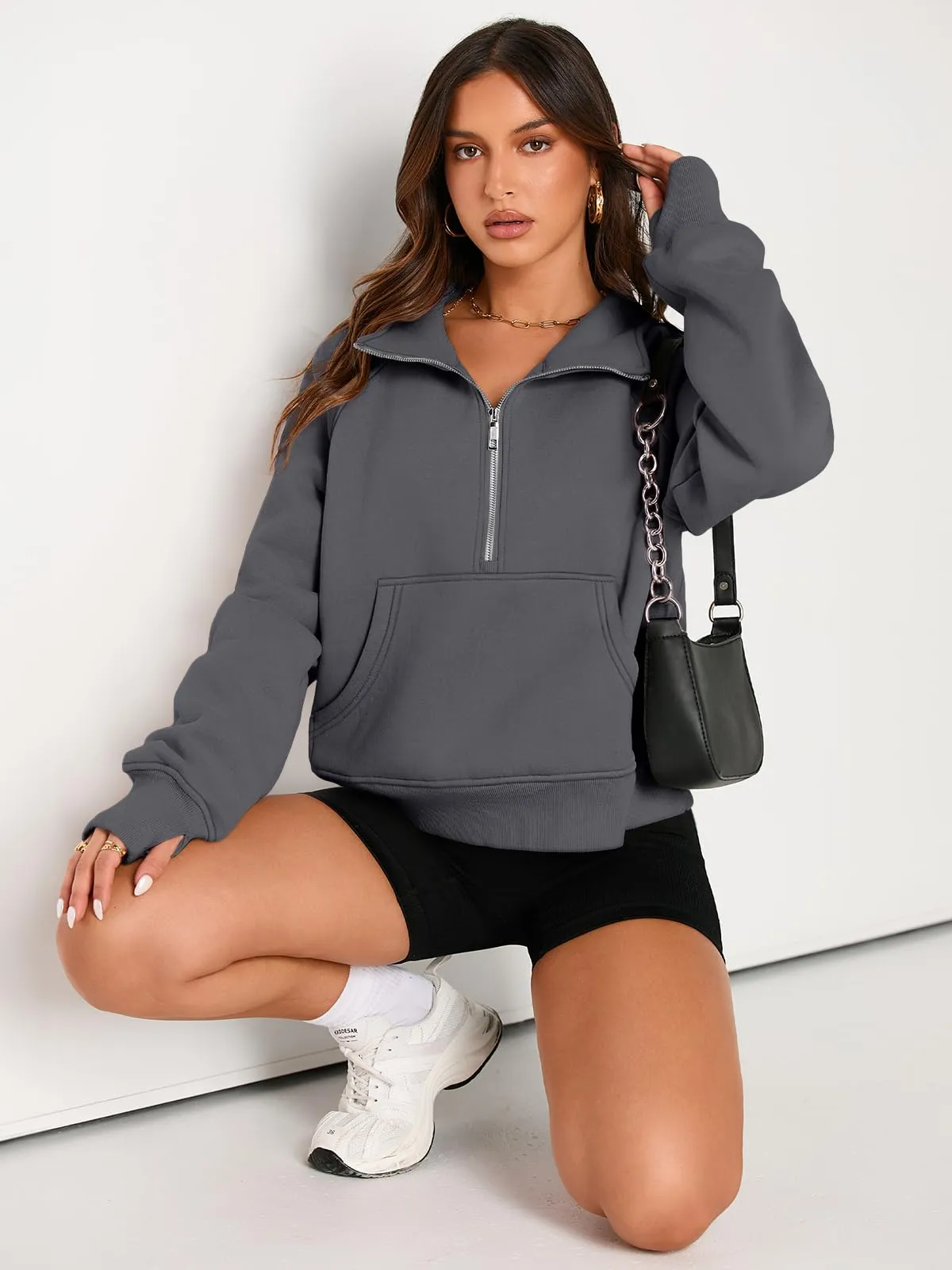 AUTOMET Womens Sweatshirts Half Zip Cropped Pullover Fleece Quarter Zipper Hoodies 2024 Fall Fashion Outfits Clothes