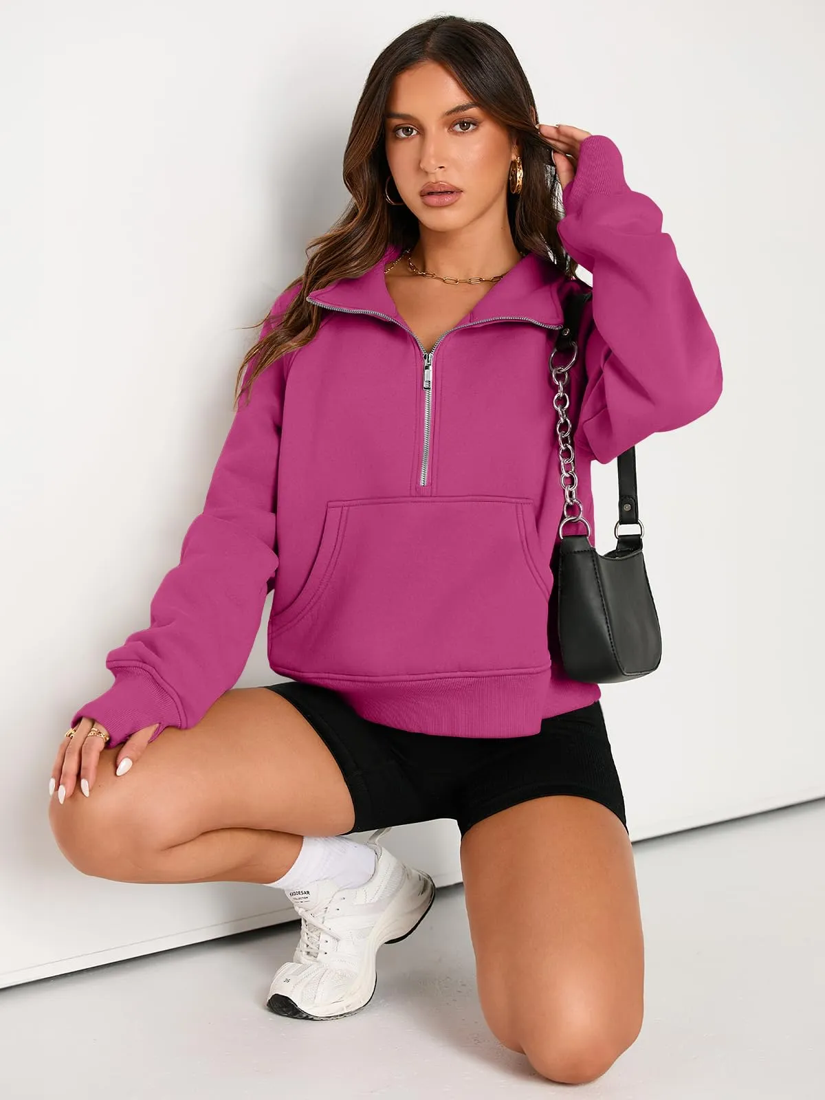 AUTOMET Womens Sweatshirts Half Zip Cropped Pullover Fleece Quarter Zipper Hoodies 2024 Fall Fashion Outfits Clothes