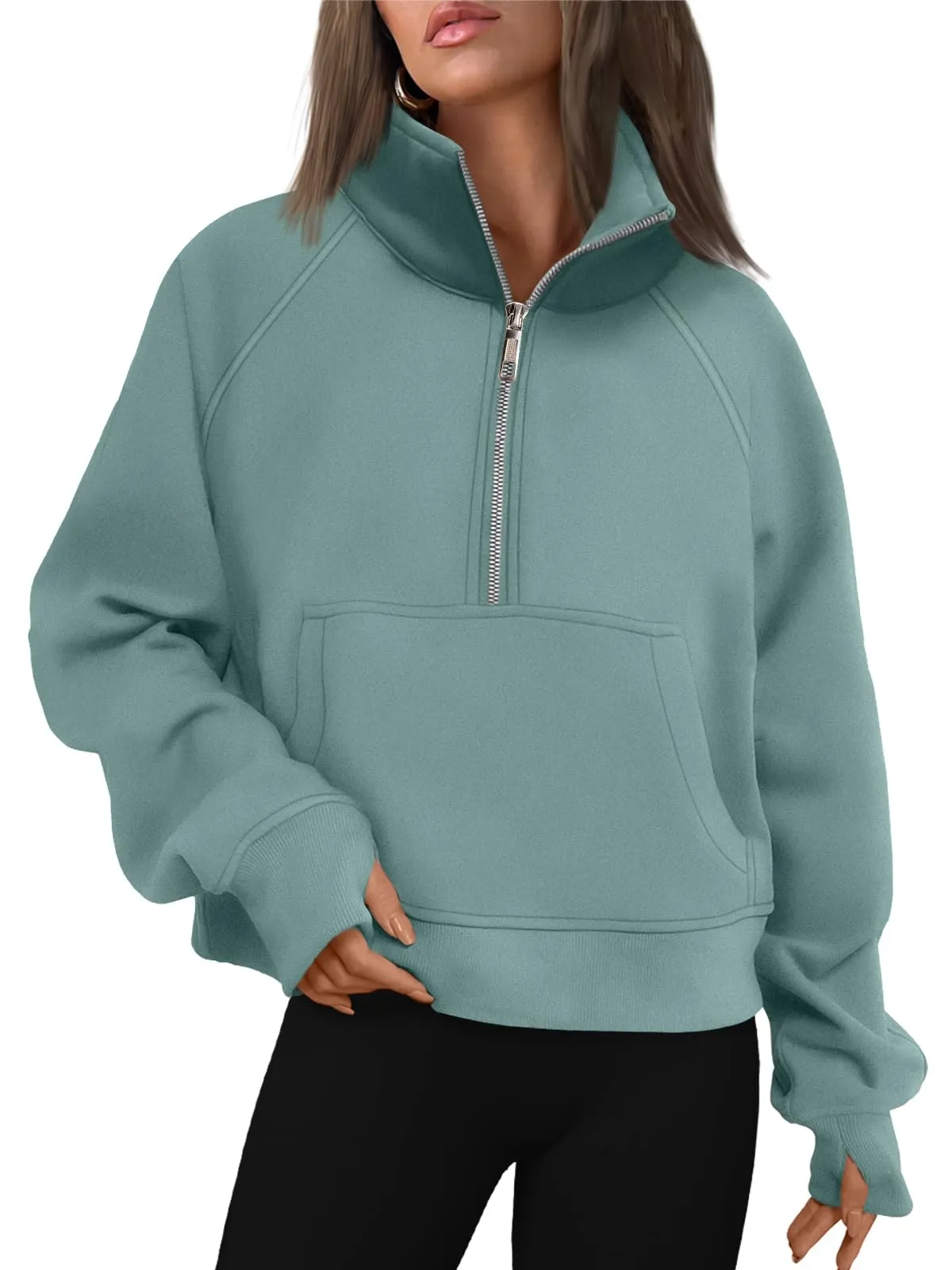 AUTOMET Womens Sweatshirts Half Zip Cropped Pullover Fleece Quarter Zipper Hoodies 2024 Fall Fashion Outfits Clothes