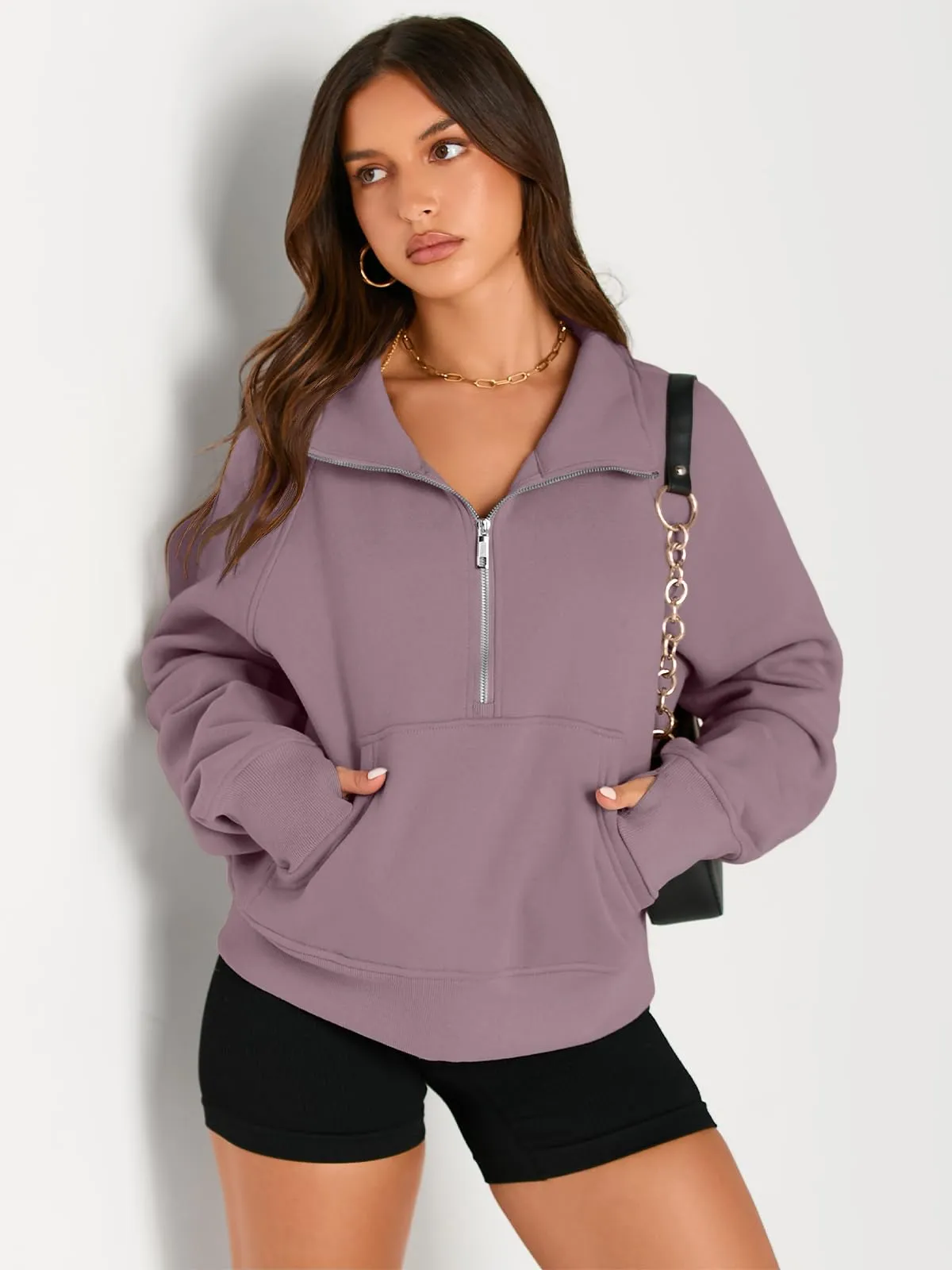 AUTOMET Womens Sweatshirts Half Zip Cropped Pullover Fleece Quarter Zipper Hoodies 2024 Fall Fashion Outfits Clothes