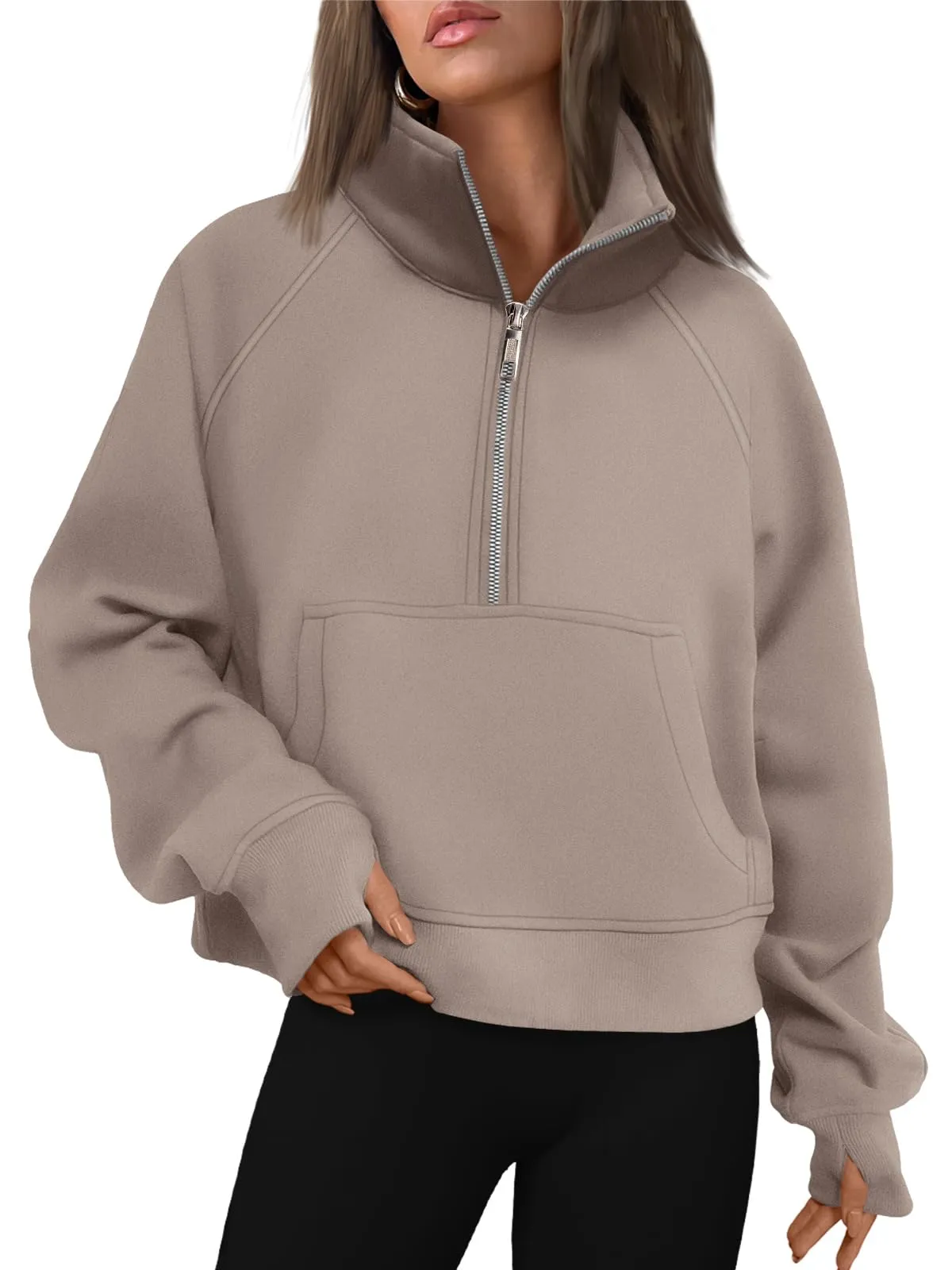 AUTOMET Womens Sweatshirts Half Zip Cropped Pullover Fleece Quarter Zipper Hoodies 2024 Fall Fashion Outfits Clothes
