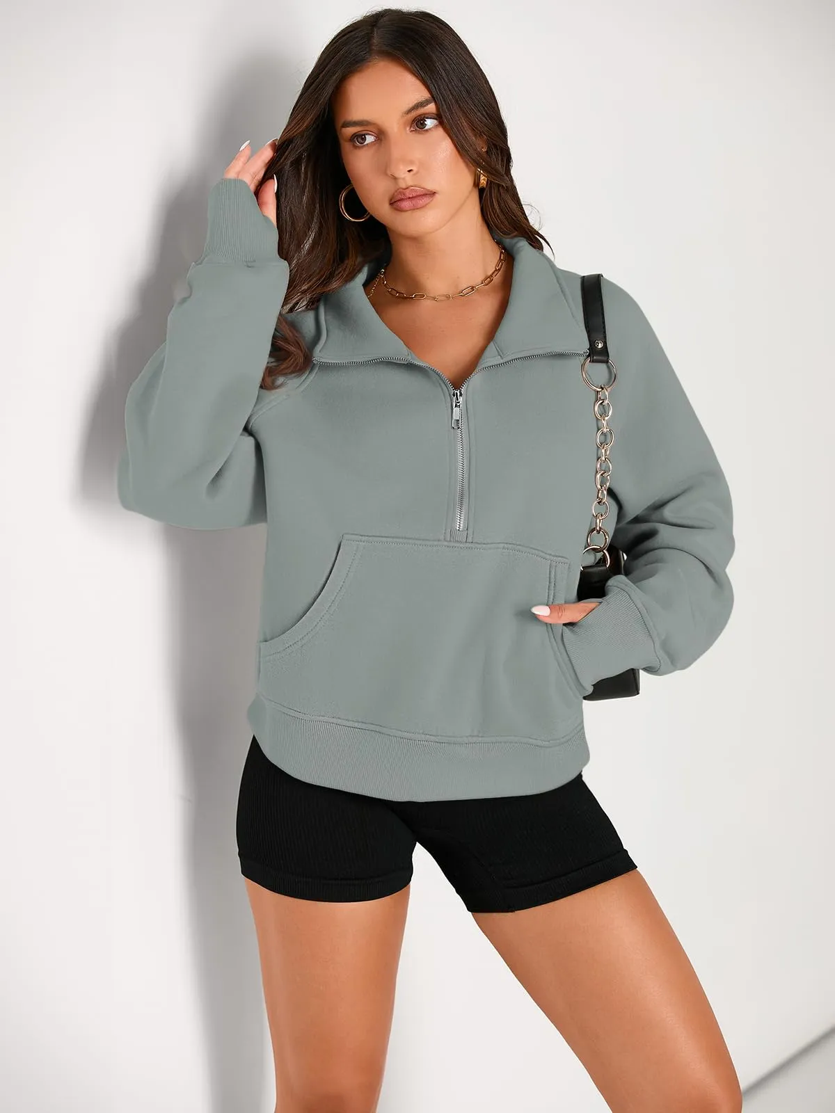 AUTOMET Womens Sweatshirts Half Zip Cropped Pullover Fleece Quarter Zipper Hoodies 2024 Fall Fashion Outfits Clothes