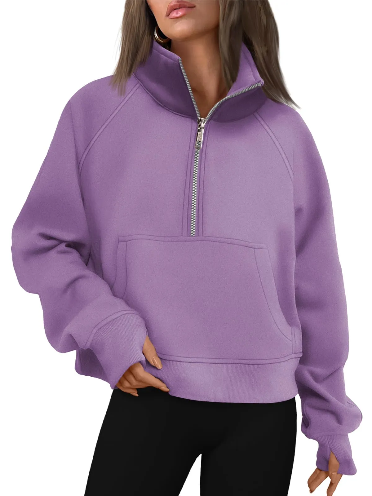 AUTOMET Womens Sweatshirts Half Zip Cropped Pullover Fleece Quarter Zipper Hoodies 2024 Fall Fashion Outfits Clothes