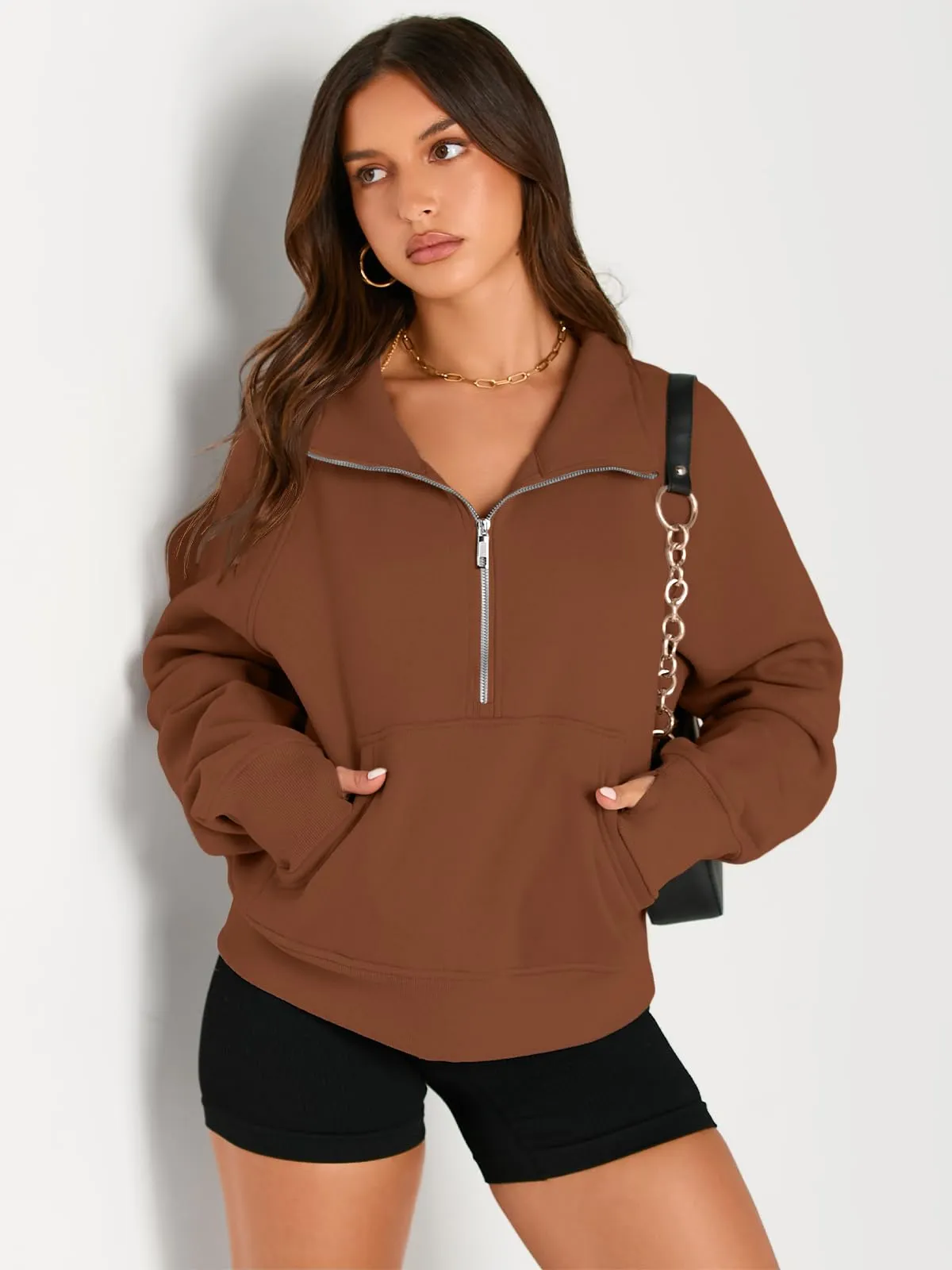 AUTOMET Womens Sweatshirts Half Zip Cropped Pullover Fleece Quarter Zipper Hoodies 2024 Fall Fashion Outfits Clothes