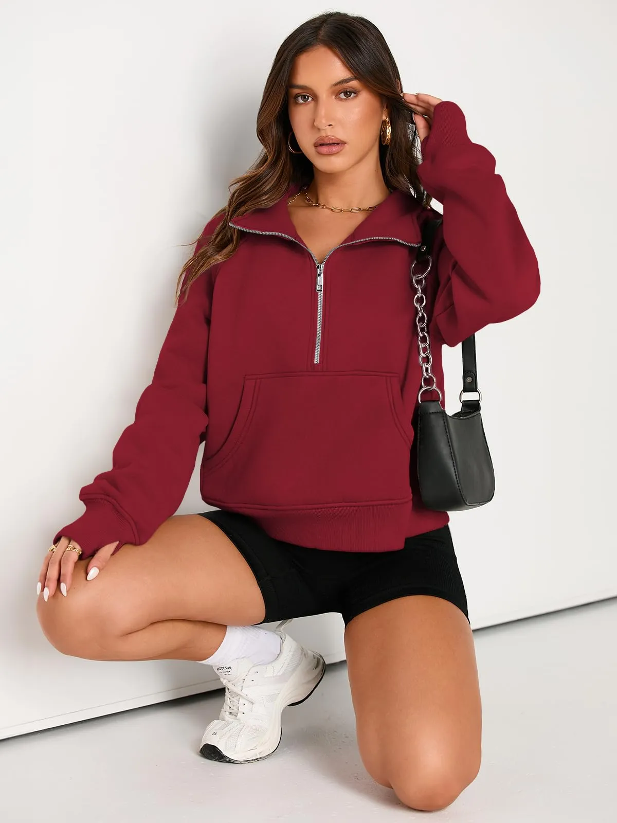 AUTOMET Womens Sweatshirts Half Zip Cropped Pullover Fleece Quarter Zipper Hoodies 2024 Fall Fashion Outfits Clothes