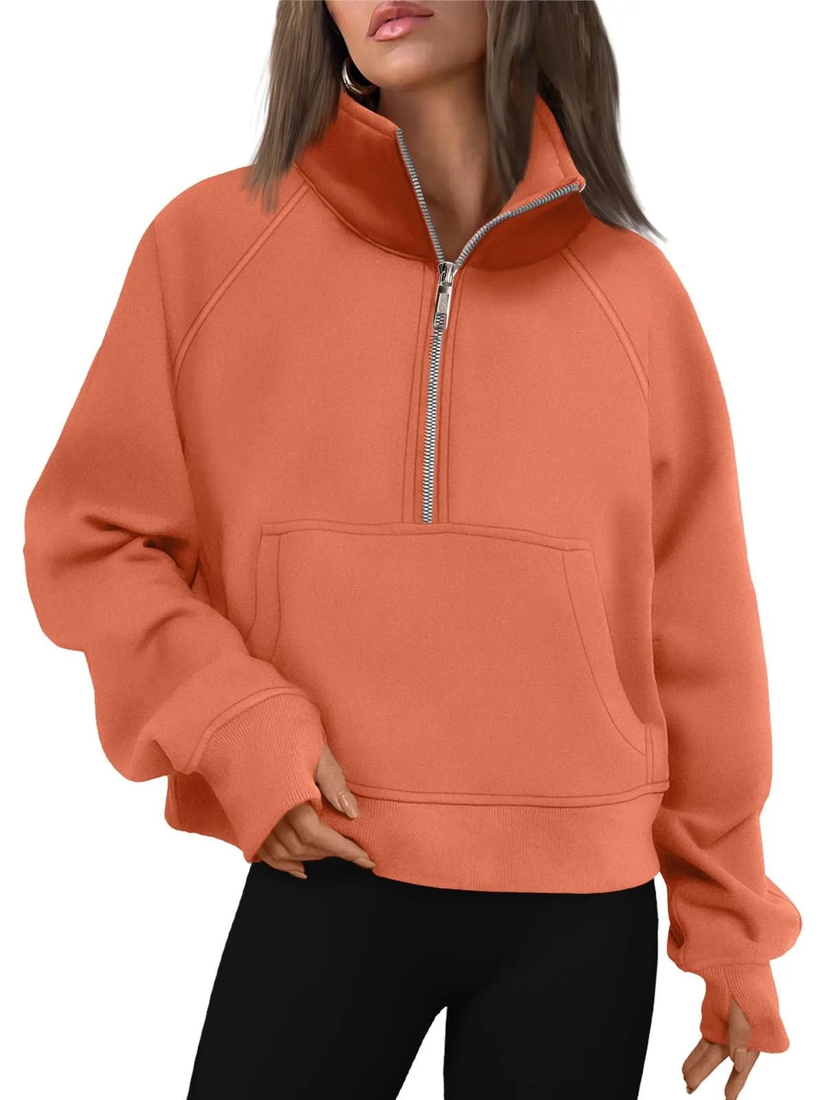 AUTOMET Womens Sweatshirts Half Zip Cropped Pullover Fleece Quarter Zipper Hoodies 2024 Fall Fashion Outfits Clothes