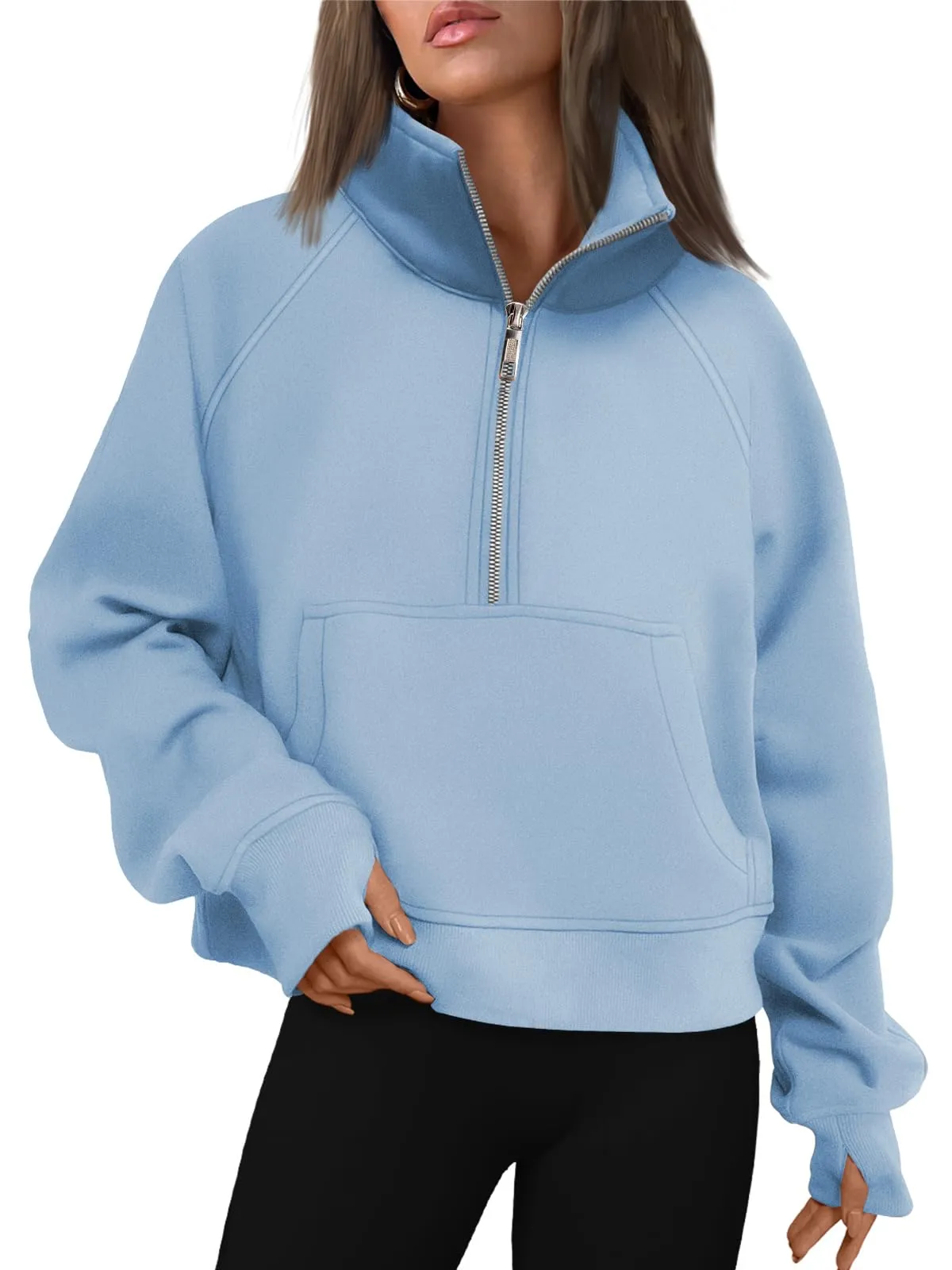 AUTOMET Womens Sweatshirts Half Zip Cropped Pullover Fleece Quarter Zipper Hoodies 2024 Fall Fashion Outfits Clothes