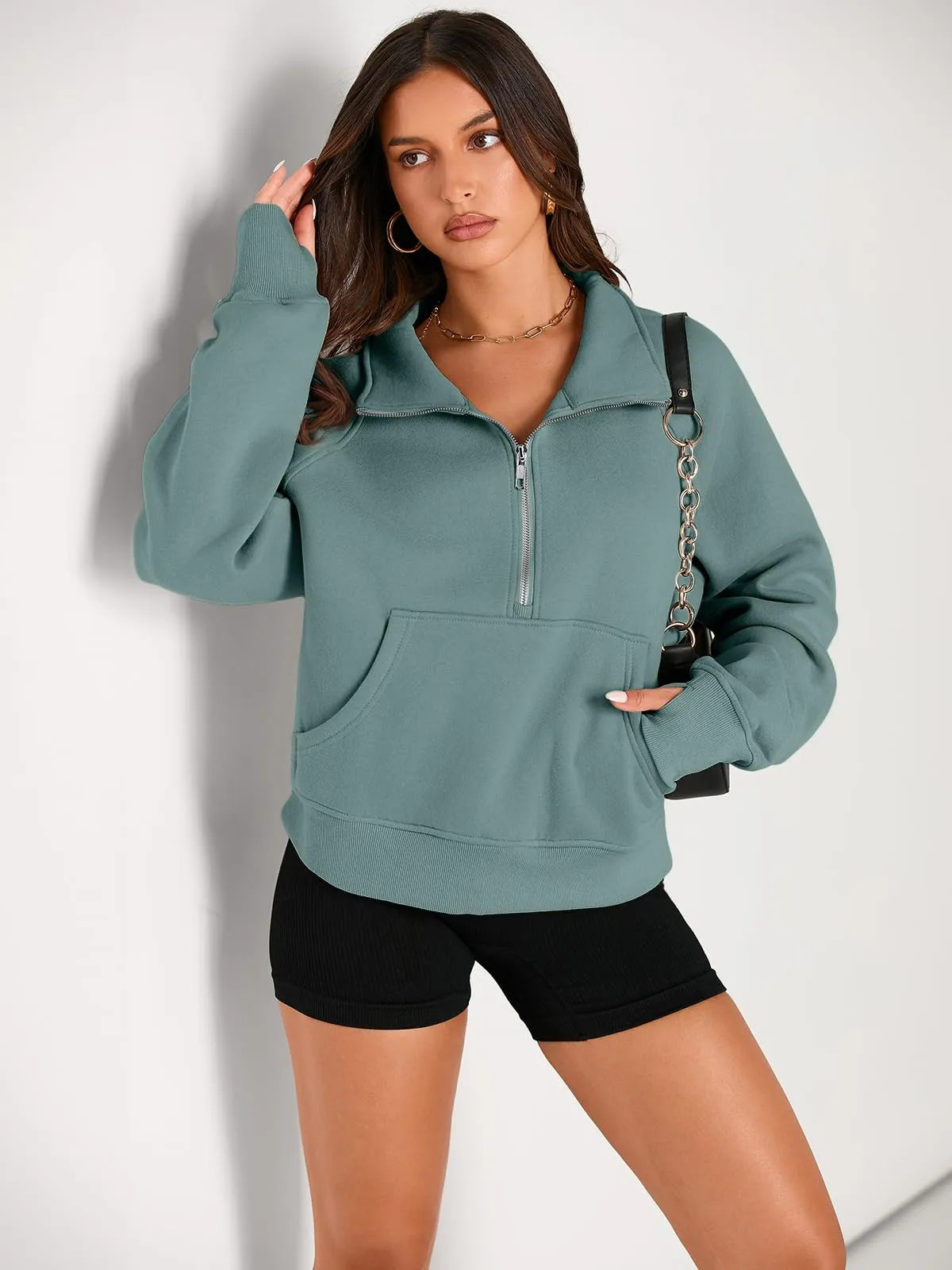 AUTOMET Womens Sweatshirts Half Zip Cropped Pullover Fleece Quarter Zipper Hoodies 2024 Fall Fashion Outfits Clothes