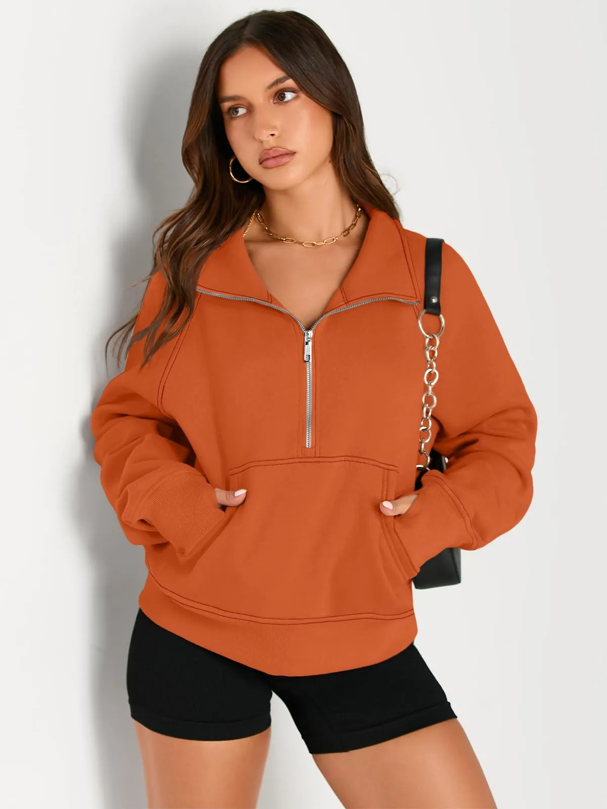 AUTOMET Womens Sweatshirts Half Zip Cropped Pullover Fleece Quarter Zipper Hoodies 2024 Fall Fashion Outfits Clothes