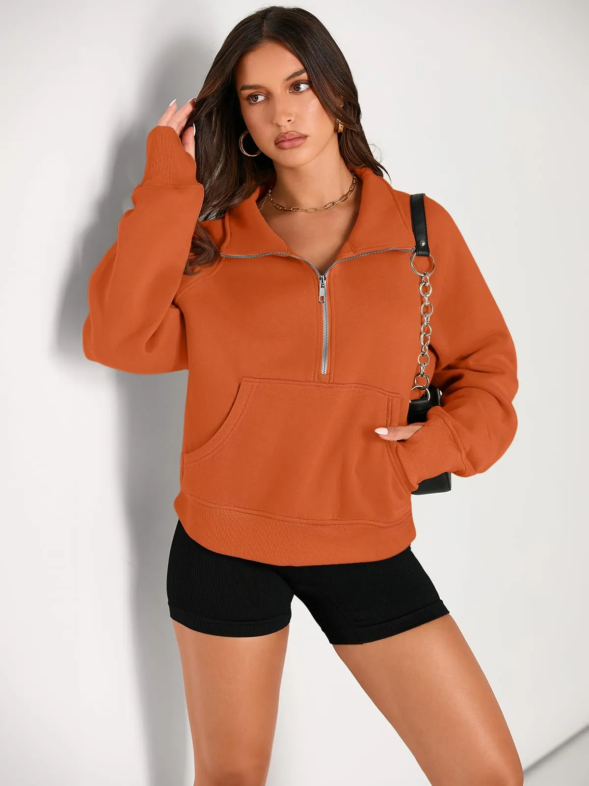 AUTOMET Womens Sweatshirts Half Zip Cropped Pullover Fleece Quarter Zipper Hoodies 2024 Fall Fashion Outfits Clothes