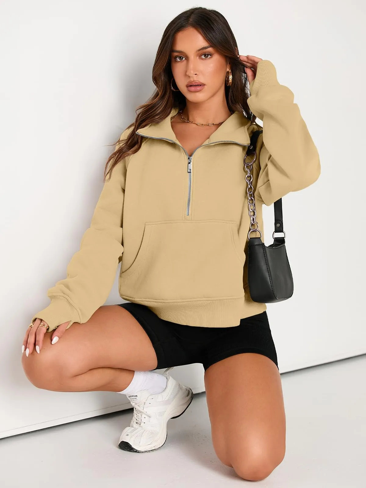 AUTOMET Womens Sweatshirts Half Zip Cropped Pullover Fleece Quarter Zipper Hoodies 2024 Fall Fashion Outfits Clothes