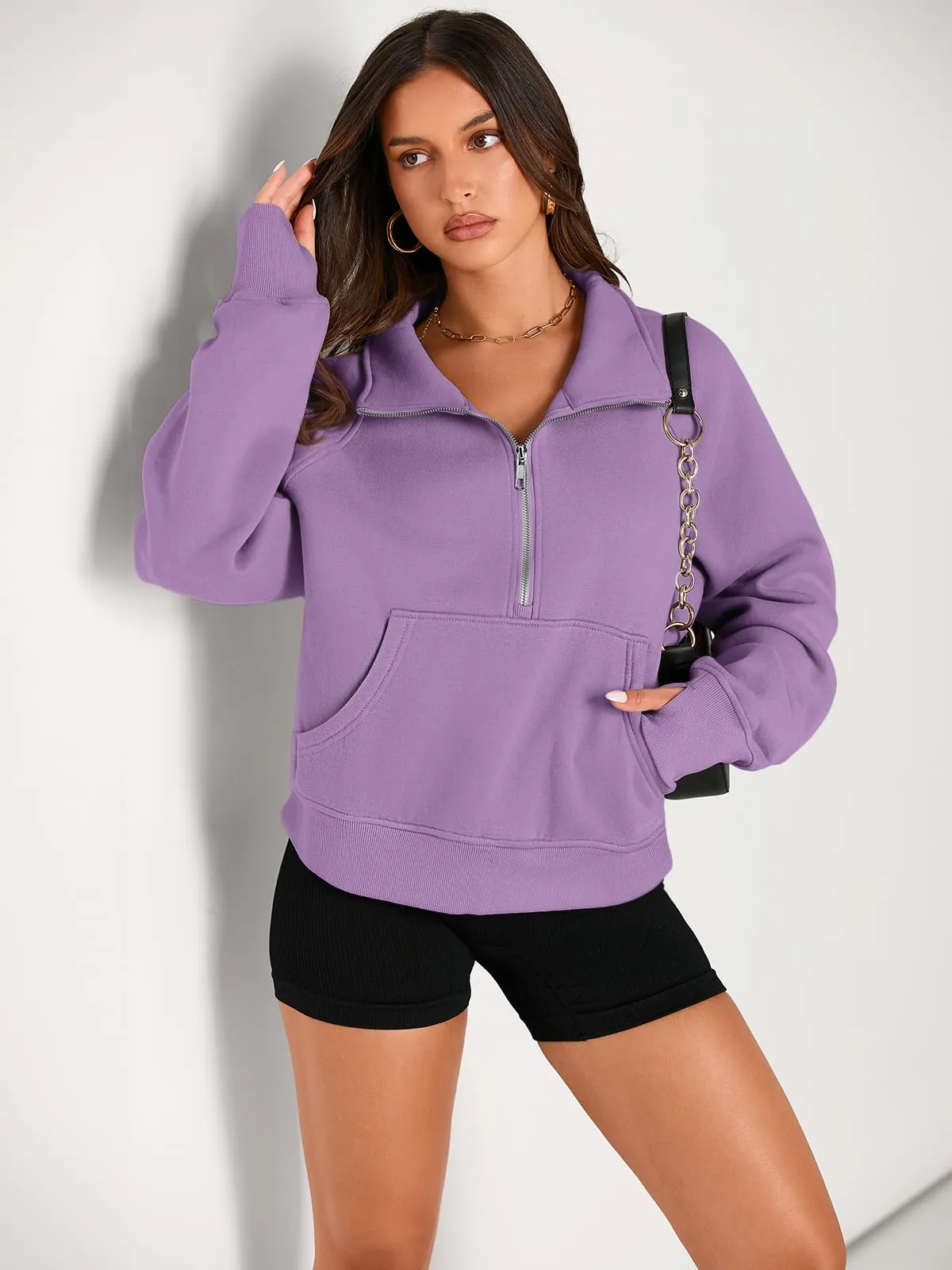 AUTOMET Womens Sweatshirts Half Zip Cropped Pullover Fleece Quarter Zipper Hoodies 2024 Fall Fashion Outfits Clothes
