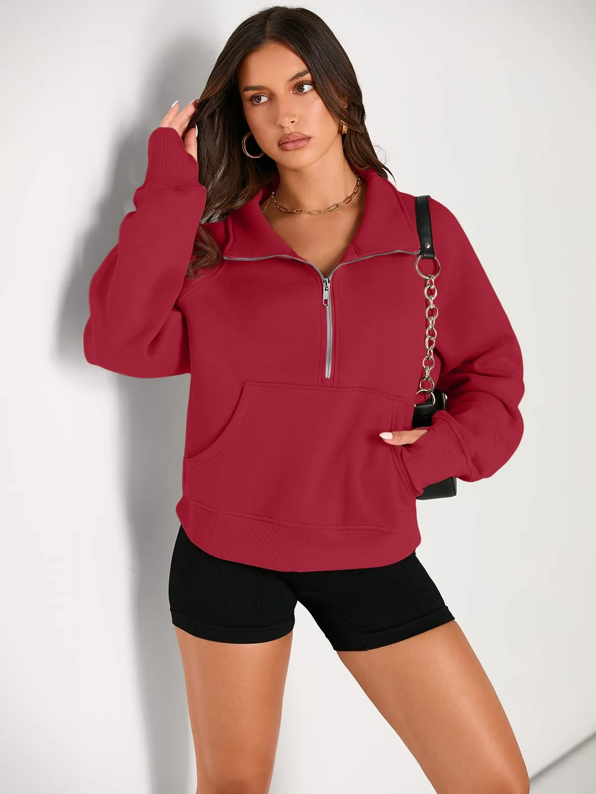 AUTOMET Womens Sweatshirts Half Zip Cropped Pullover Fleece Quarter Zipper Hoodies 2024 Fall Fashion Outfits Clothes